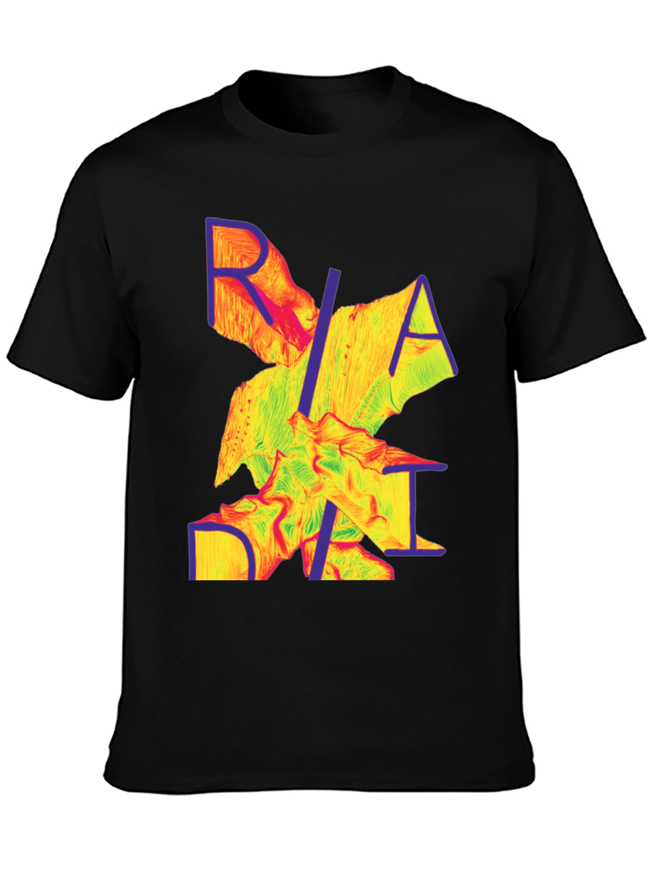 Black Abstract Graphic Tee - Modern Print Black T-Shirt view 3