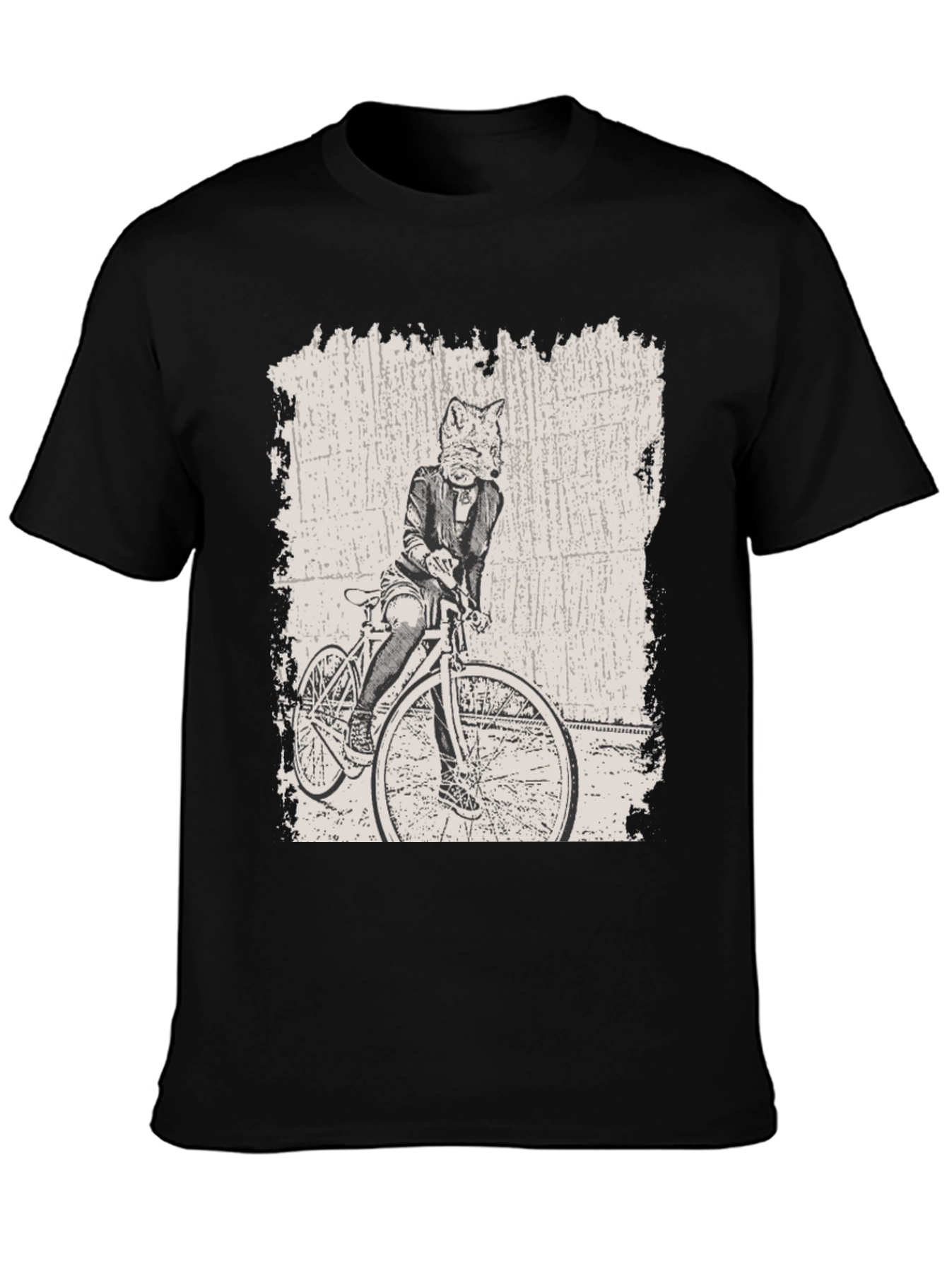 Black Fox on Bike Graphic Tee view 3