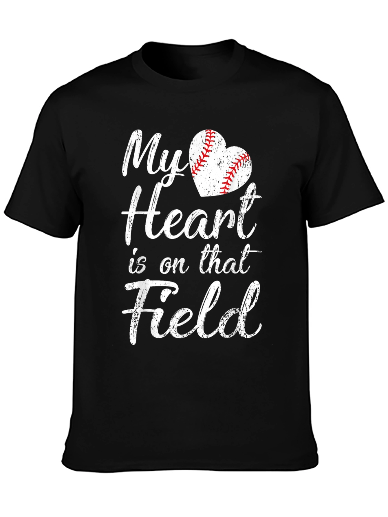 Black My Heart is on that Field Baseball T-Shirt view 3