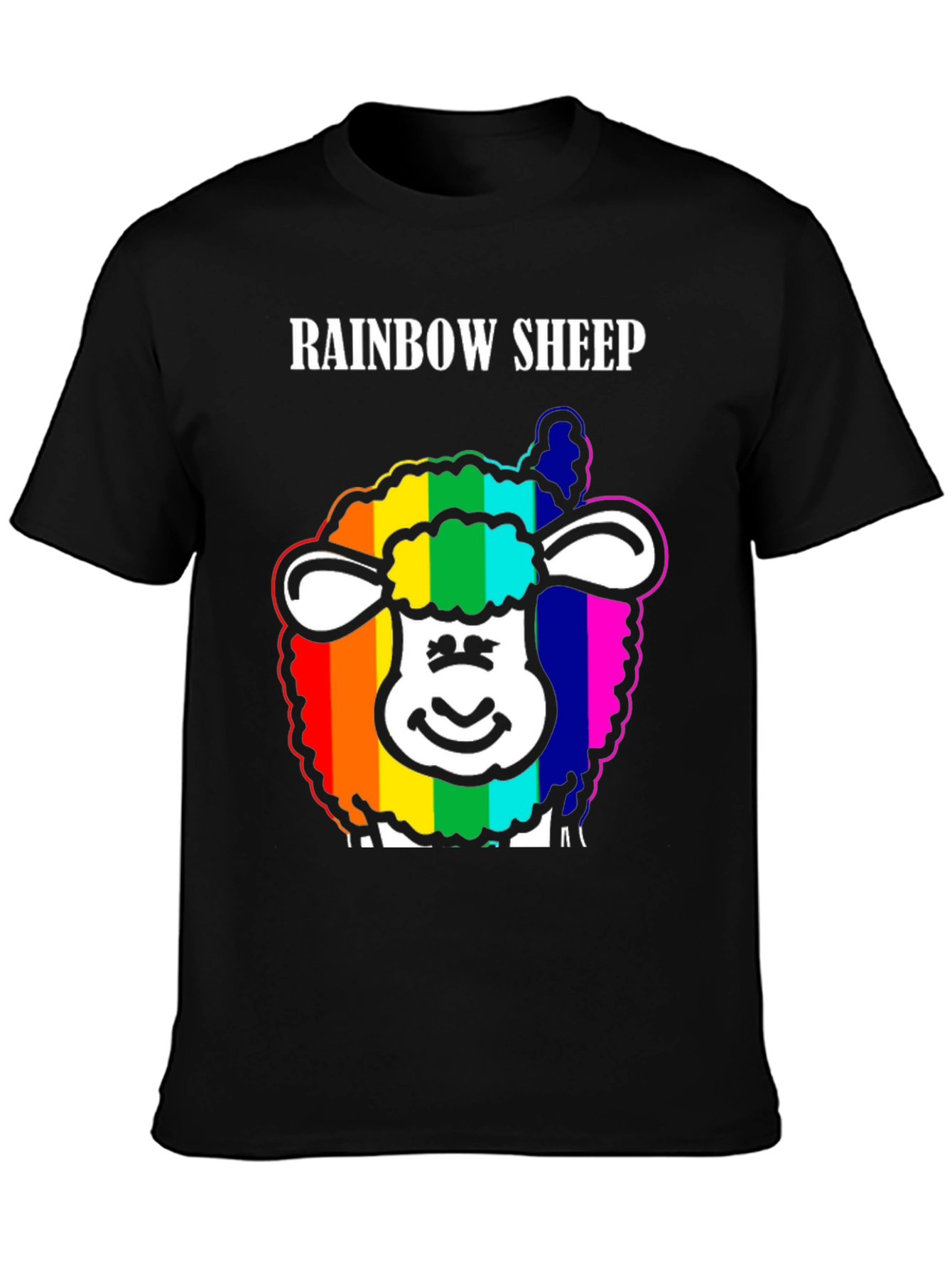 Black Rainbow Sheep Graphic Tee - Black Cotton Blend view 3