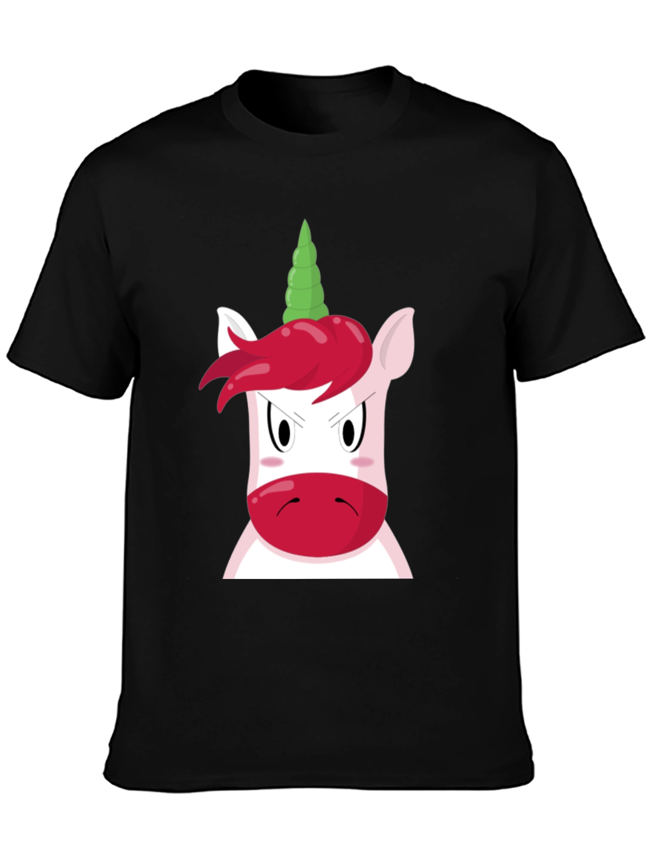 Black Angry Unicorn Graphic Tee - Black Unisex T-Shirt view 3