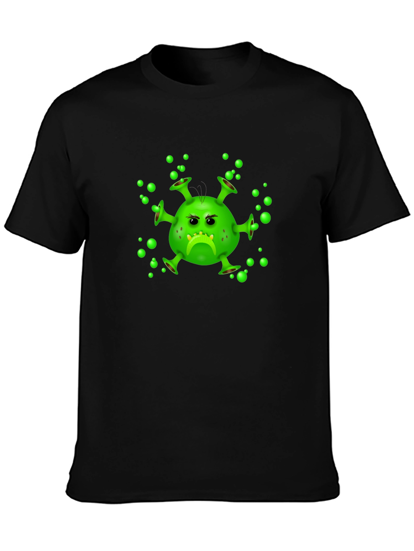 Black Funny Grumpy Virus Graphic Black T-Shirt view 3