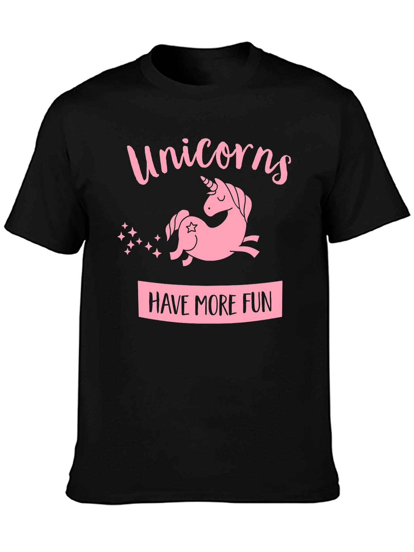 Black Unicorns Have More Fun Black T-Shirt view 3