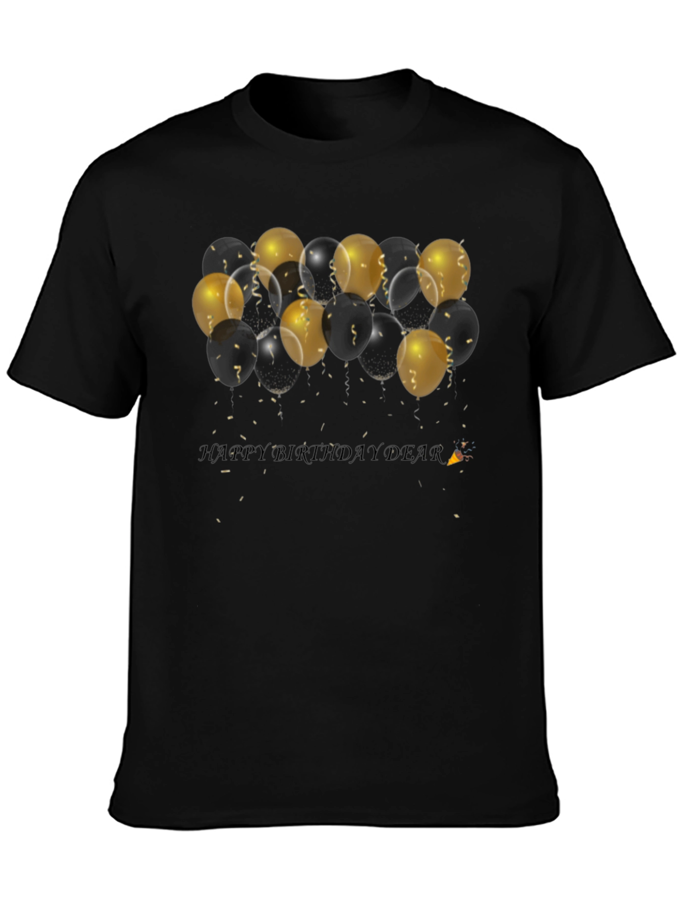 Black Birthday Balloons Black T-Shirt view 3