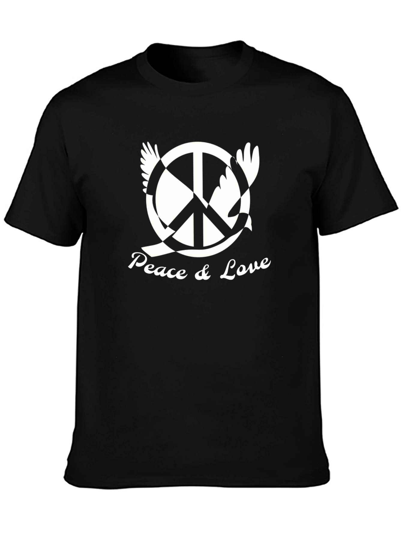 Black Peace & Love Graphic Tee - Black view 3