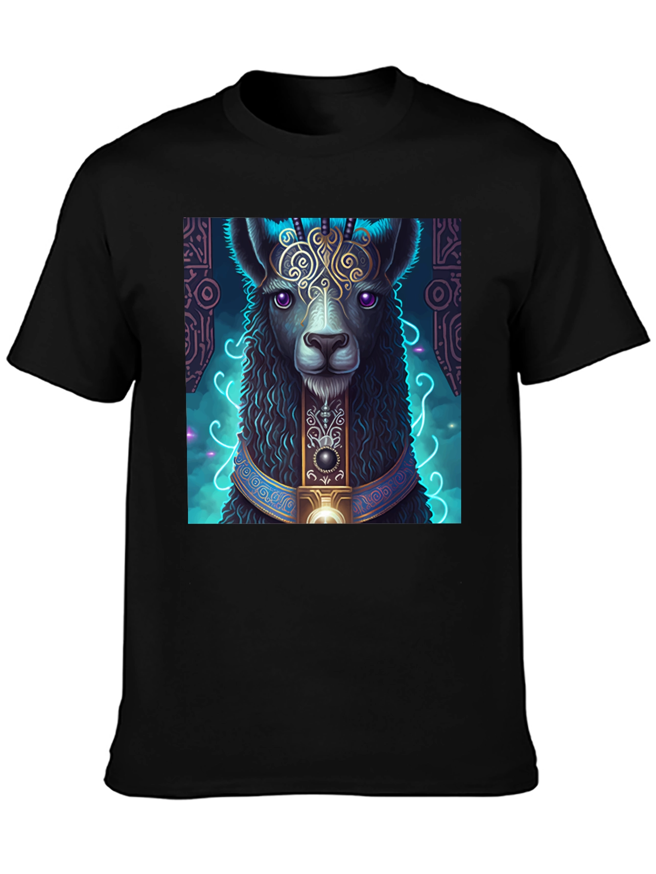 Black Mystical Llama Graphic Tee view 3