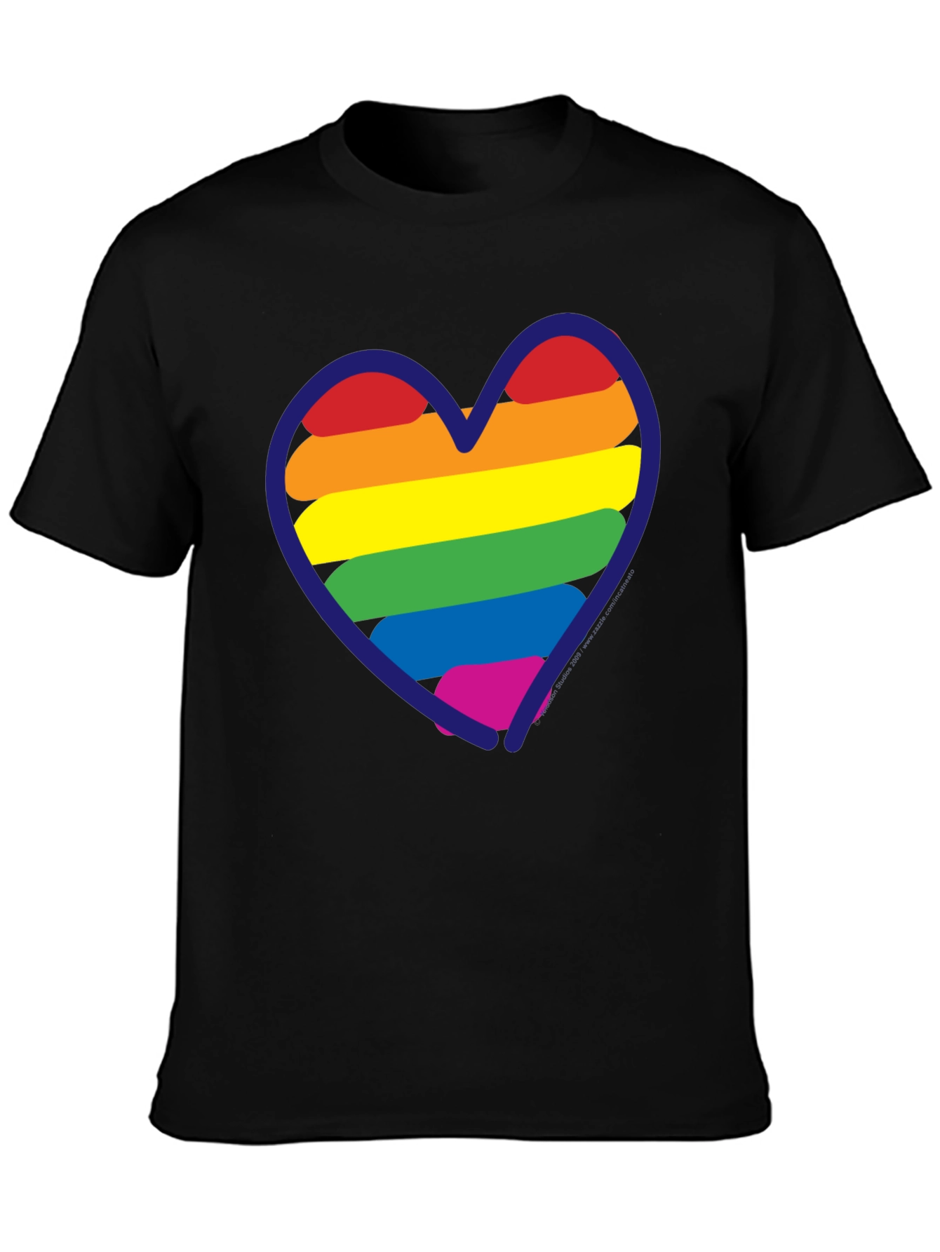 Black LGBT Rainbow Heart T-Shirt - Black Pride Tee view 3