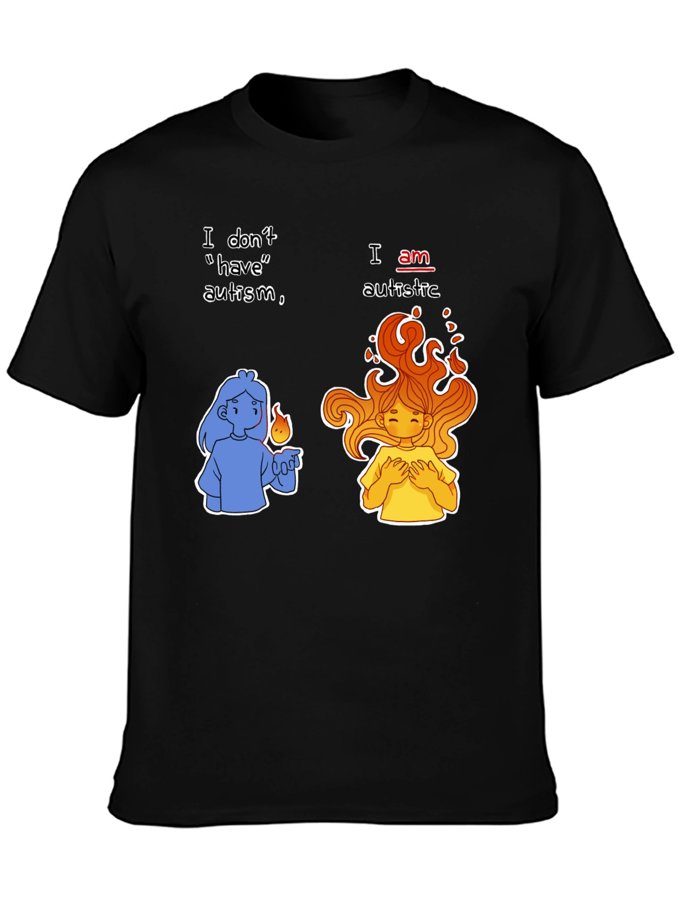 Black Autistic Pride T-Shirt - I Am Autistic Tee view 3