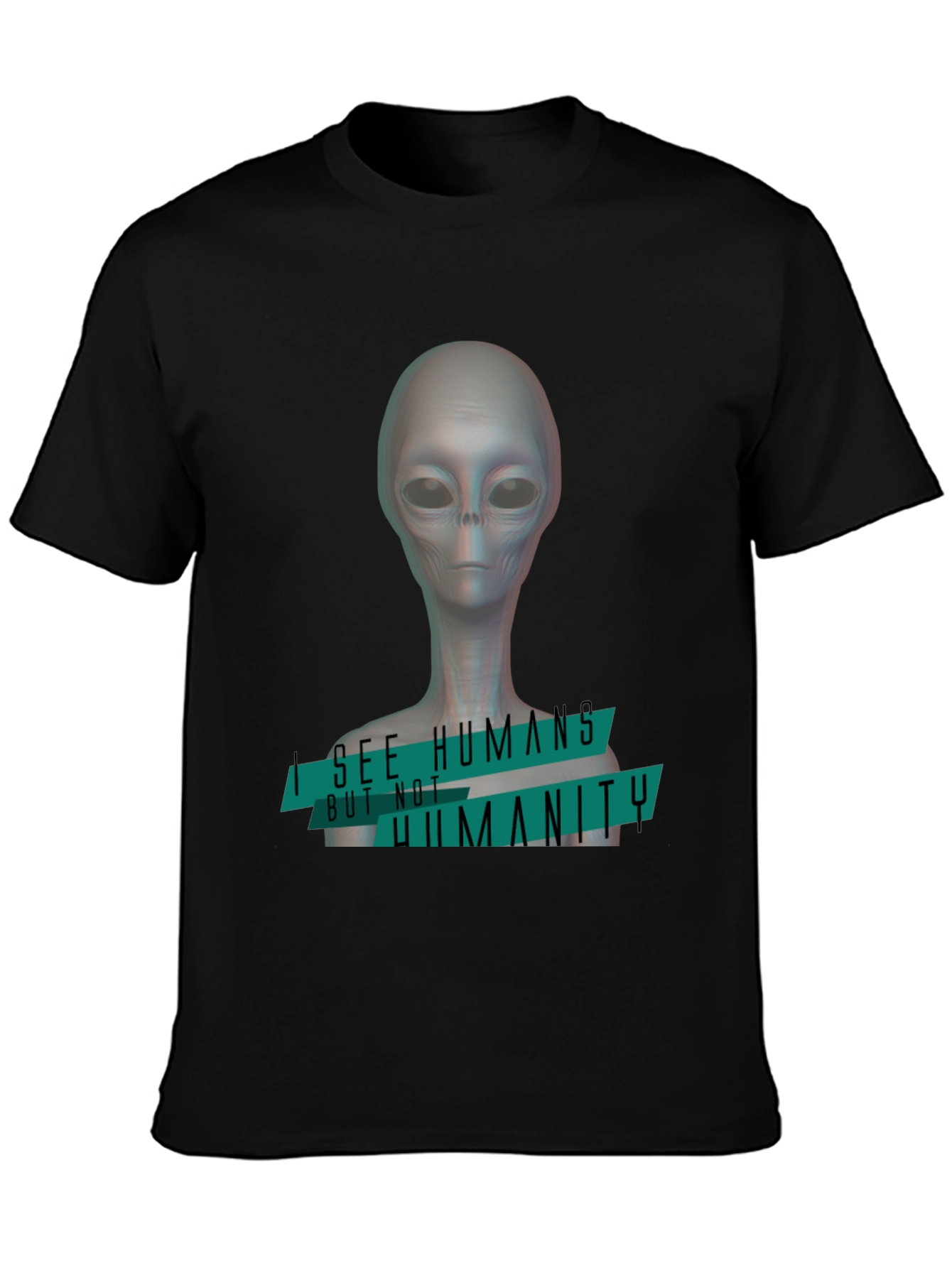 Black Alien 'I See Humans' Graphic T-Shirt view 3