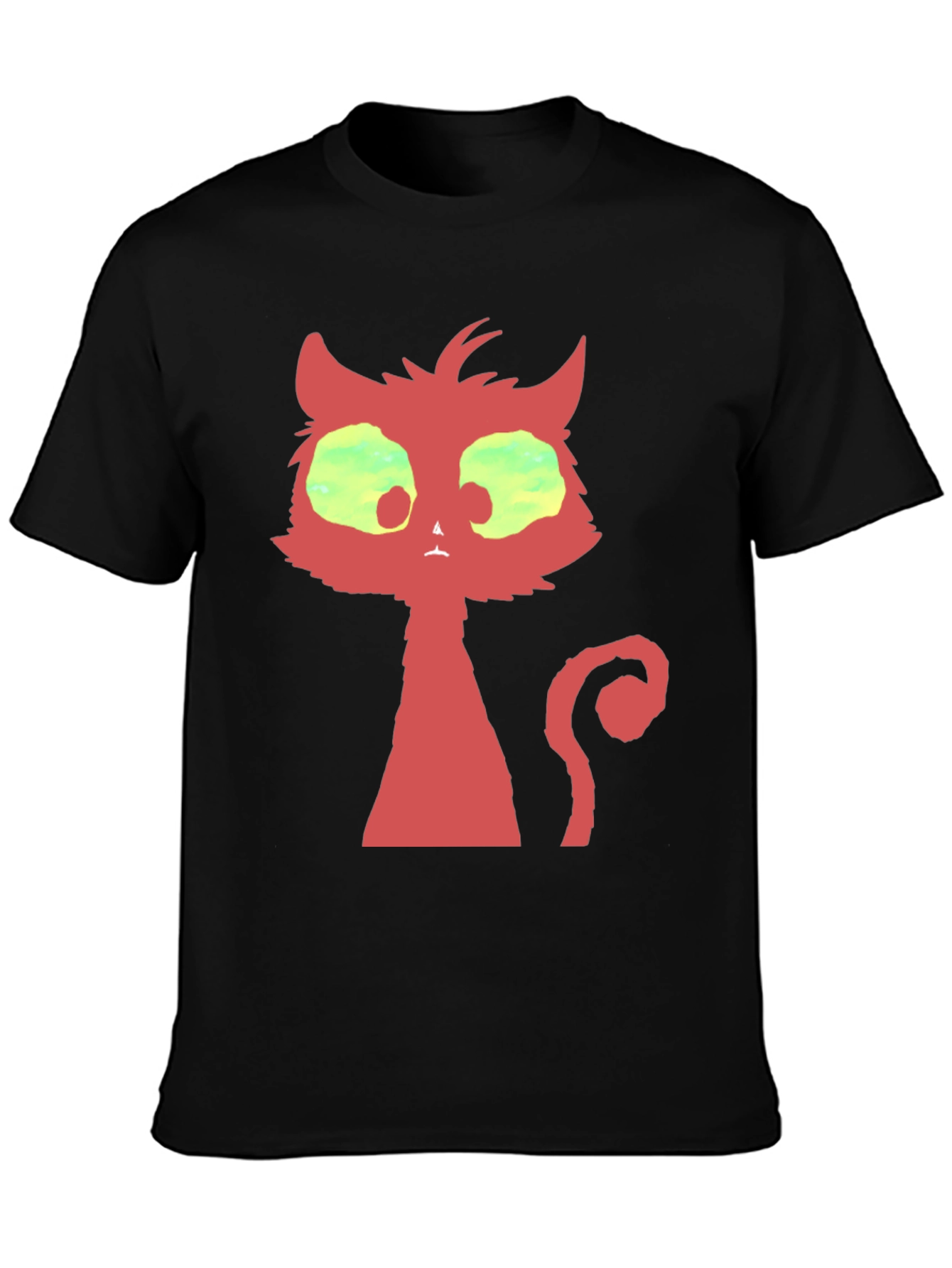 Black Red Cat Graphic T-Shirt - Unique Design view 3