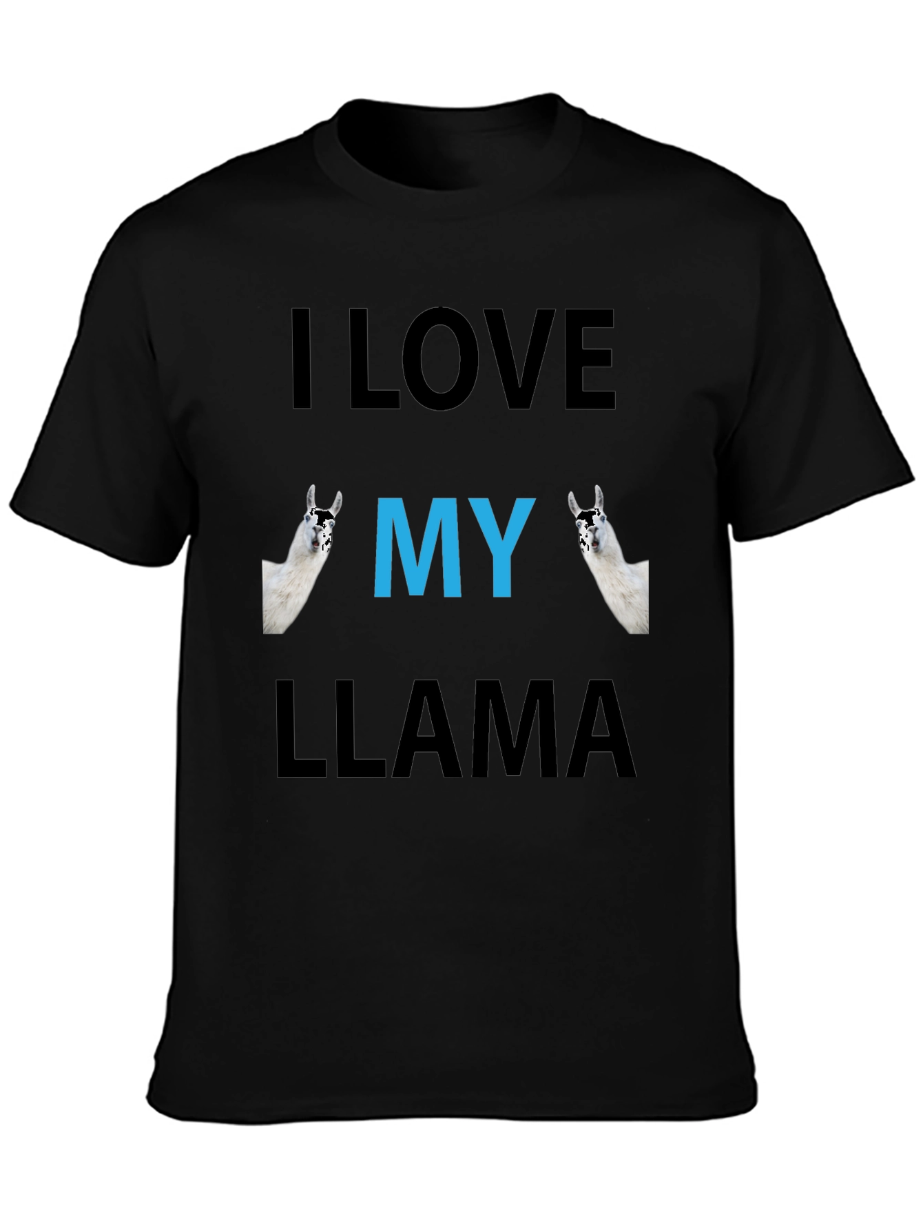 Black I Love My Llama Graphic Tee - Funny Animal Shirt view 3