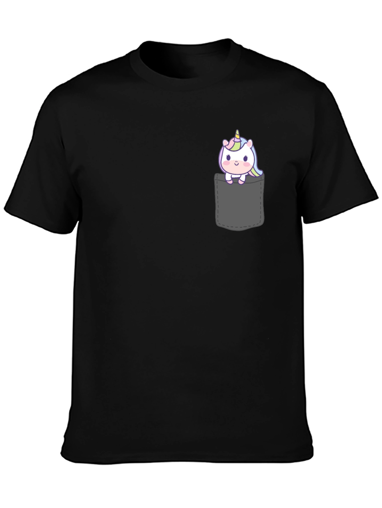 Black Unicorn Pocket T-Shirt - Cute Graphic Tee view 3