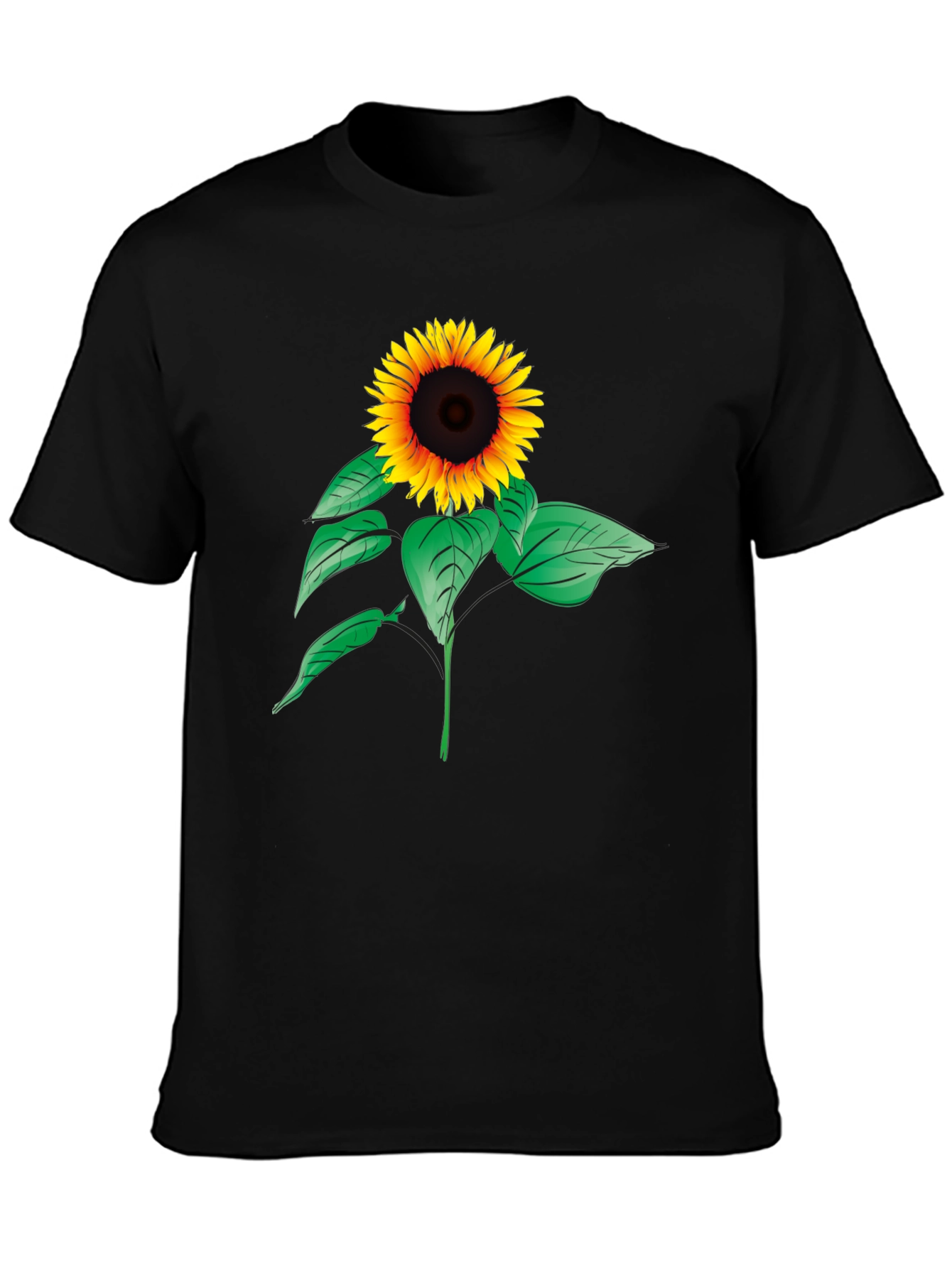 Black Sunflower Graphic Tee - Black Cotton Comfort view 3
