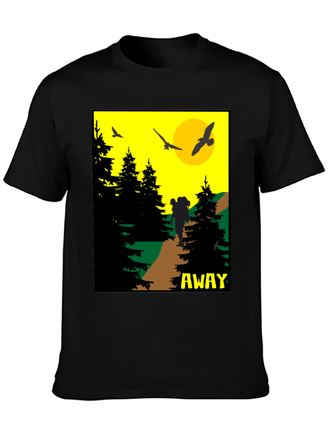 Black Adventure Awaits Graphic Tee - Hiker Design view 3
