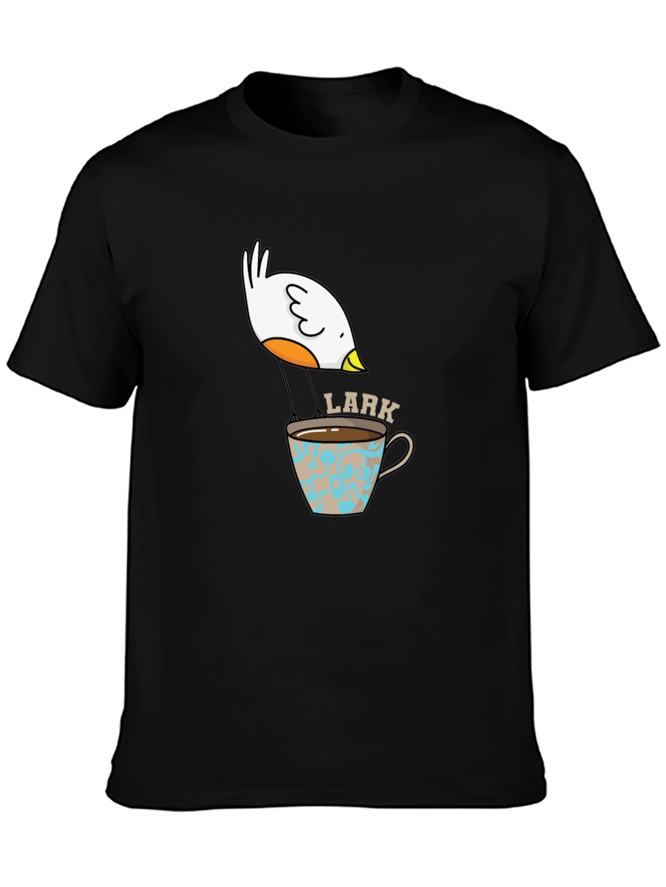 Black Lark in a Cup T-Shirt - Soft Cotton Bird Lover Tee view 3
