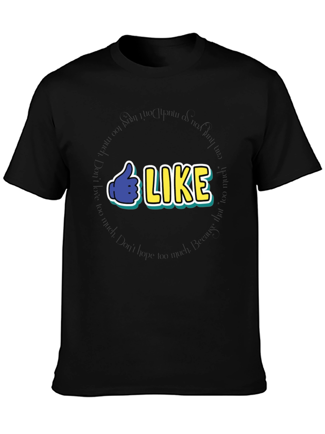 Black Funny Thumbs Up LIKE T-Shirt view 3