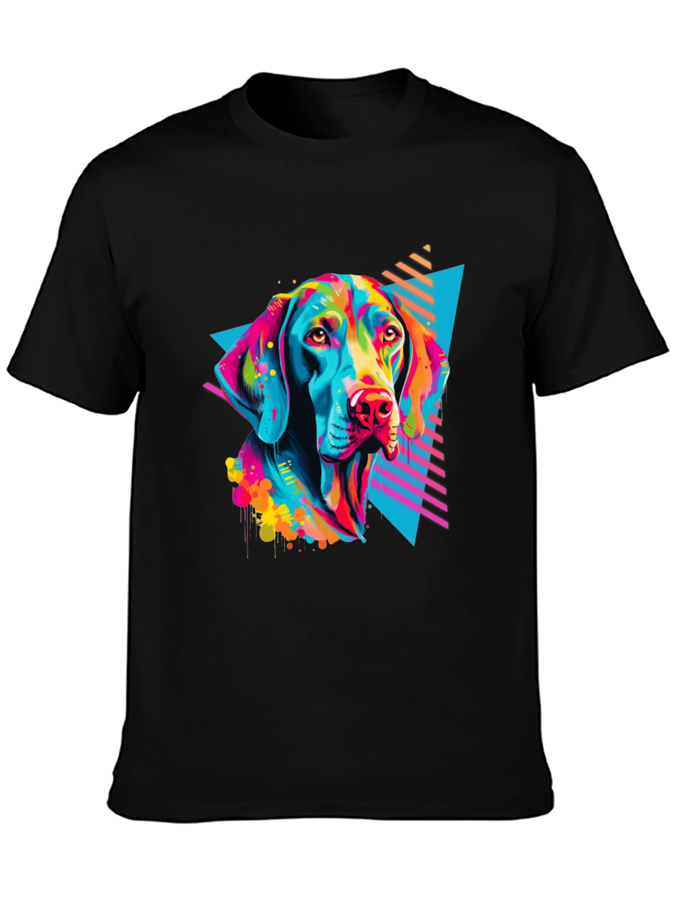 Black Vibrant Dog Graphic T-Shirt - Bold 80s Style view 3