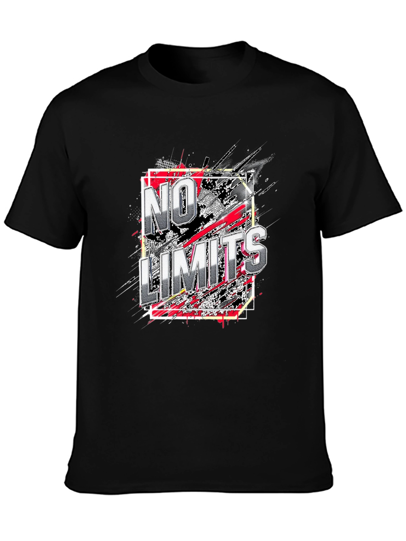 Black No Limits Graphic Print Crew Neck T-Shirt view 3
