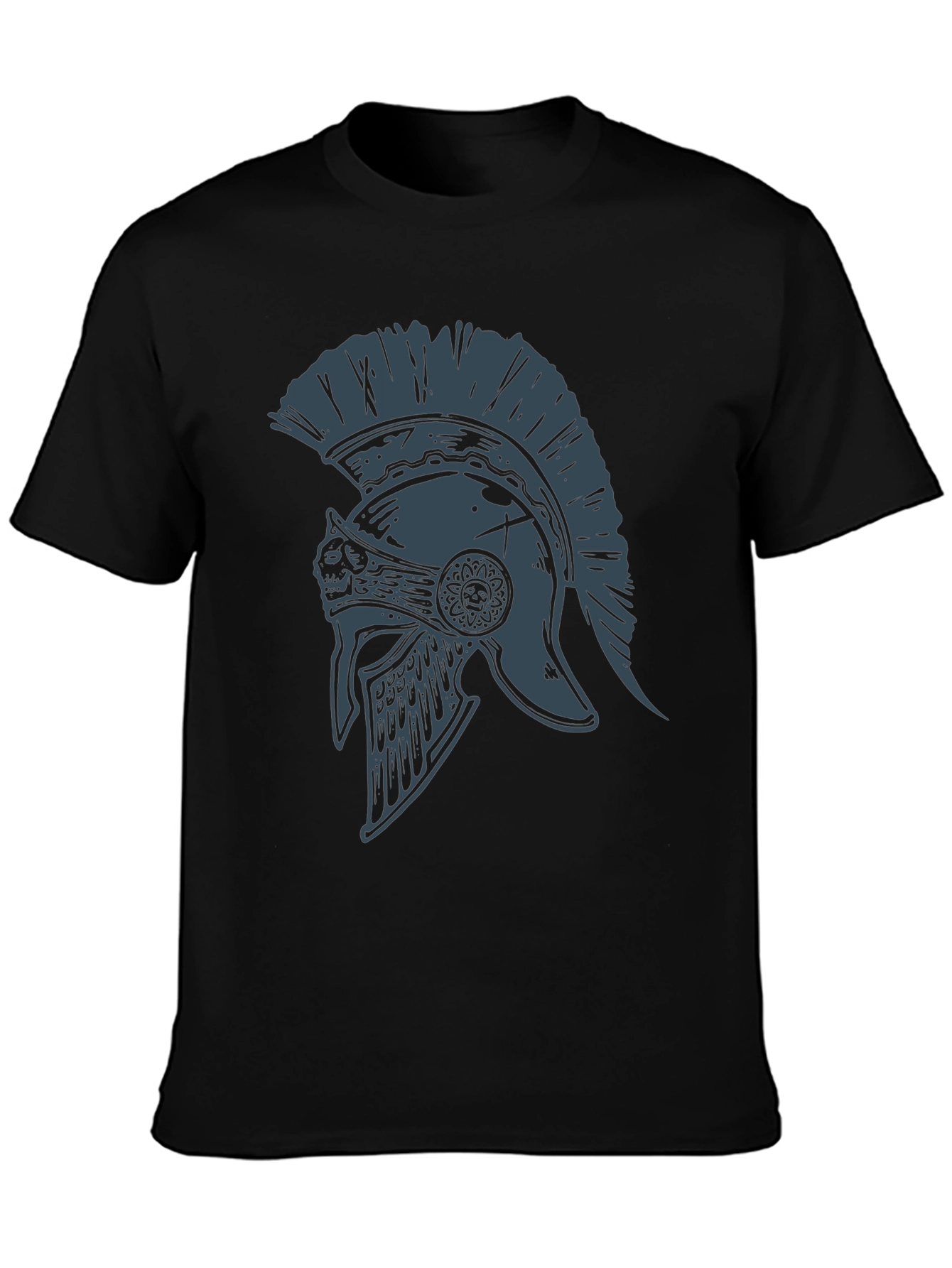 Black Spartan Helmet Graphic Tee - Warrior Style view 3