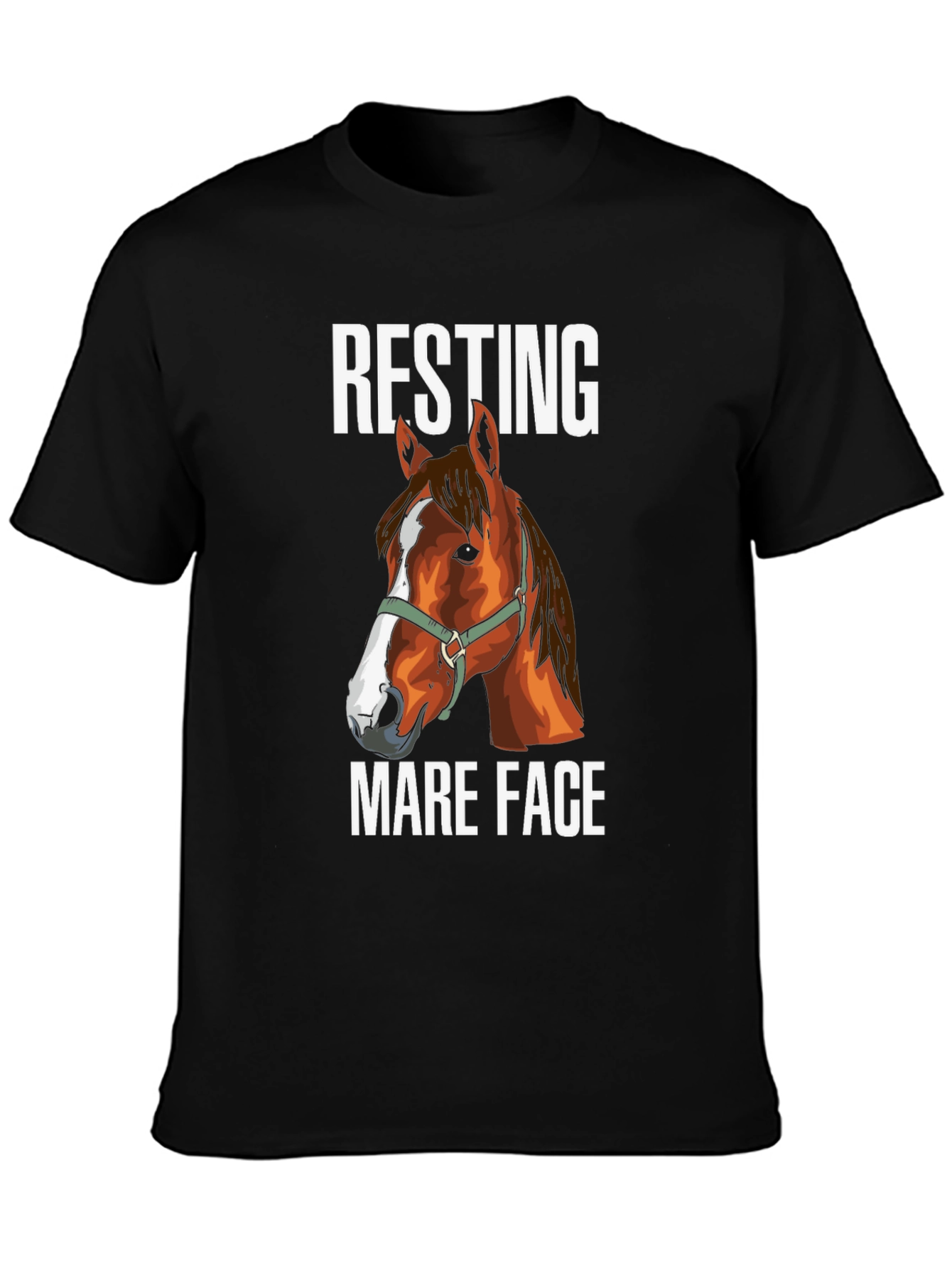 Black Resting Mare Face T-Shirt - Horse Lover Tee view 3