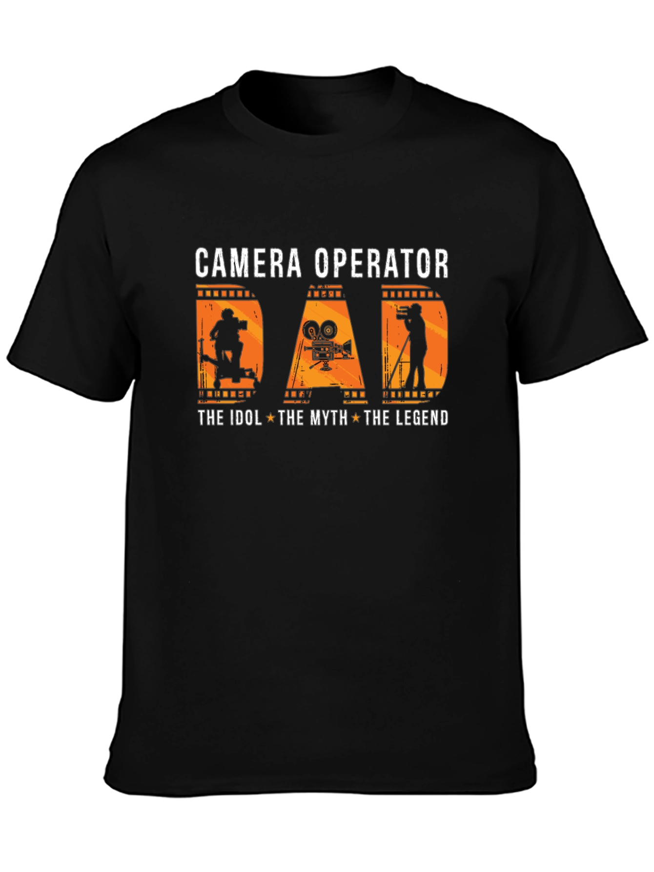 Black Camera Operator Dad T-Shirt view 3