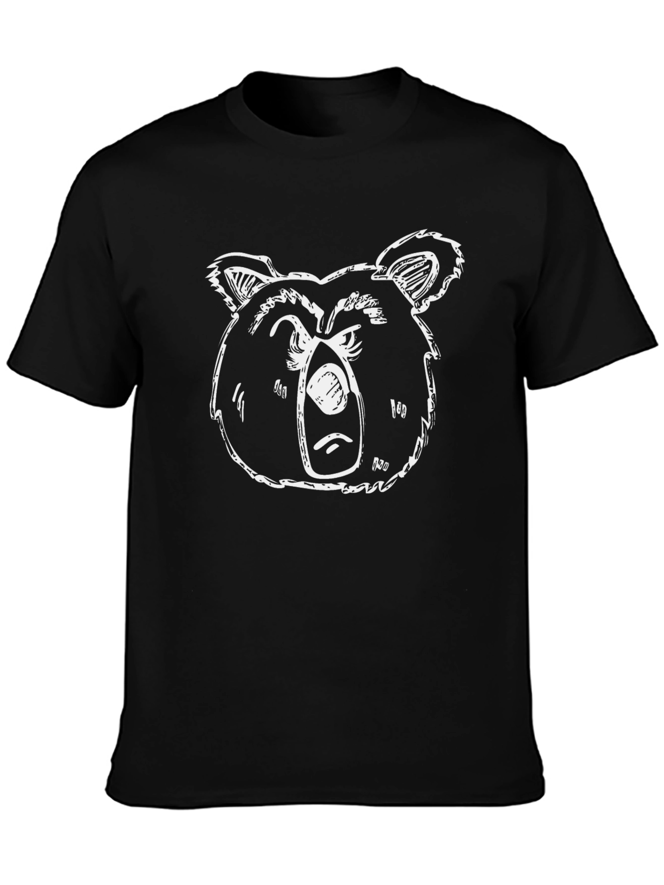 Black Cool Bear Graphic Tee - Black Cotton T-Shirt view 3