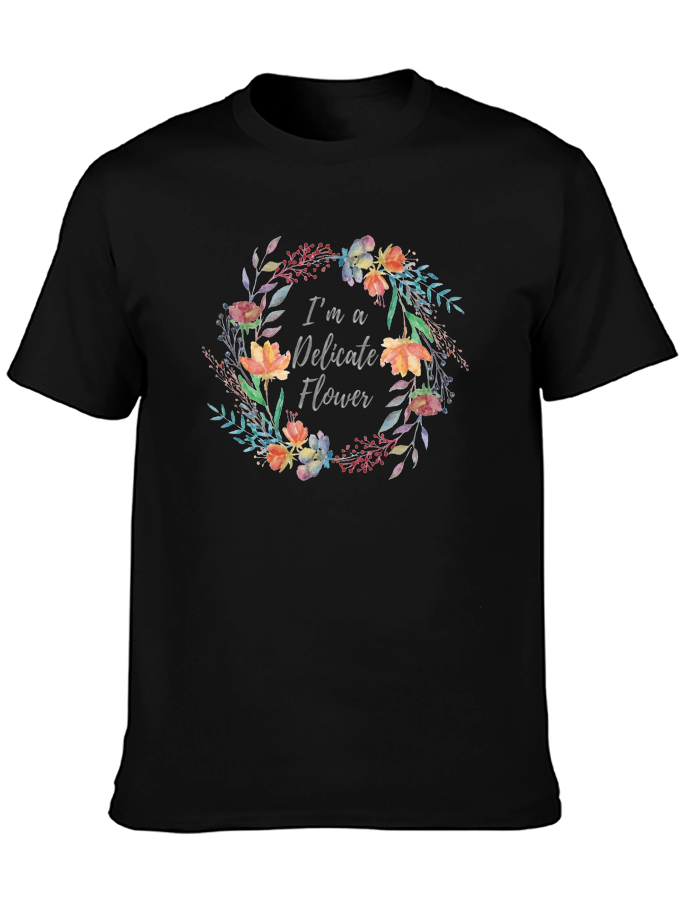 Black Delicate Flower Graphic T-Shirt - Black view 3