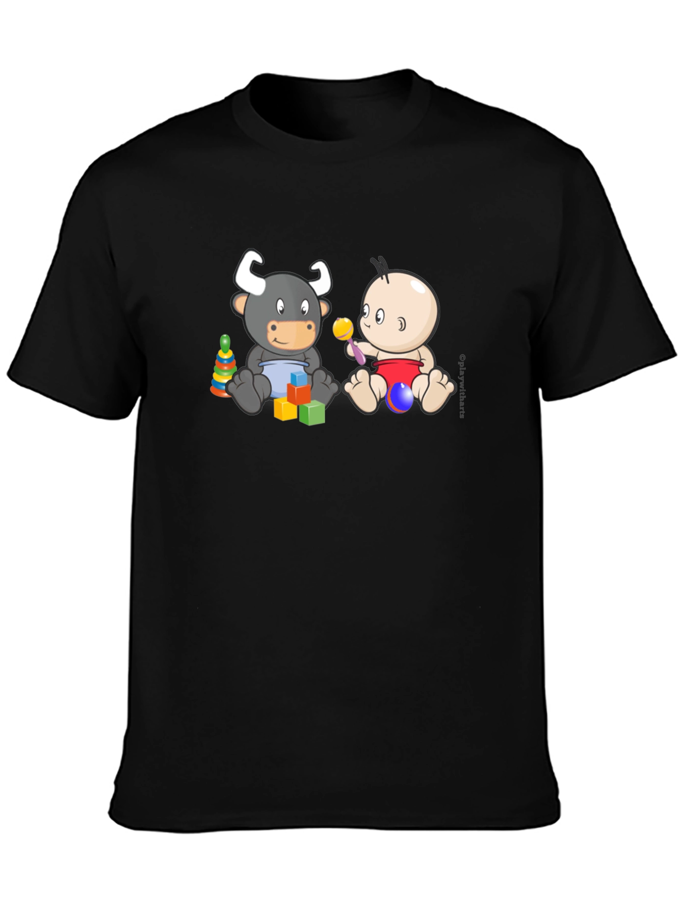 Black Baby & Bull Graphic T-Shirt view 3