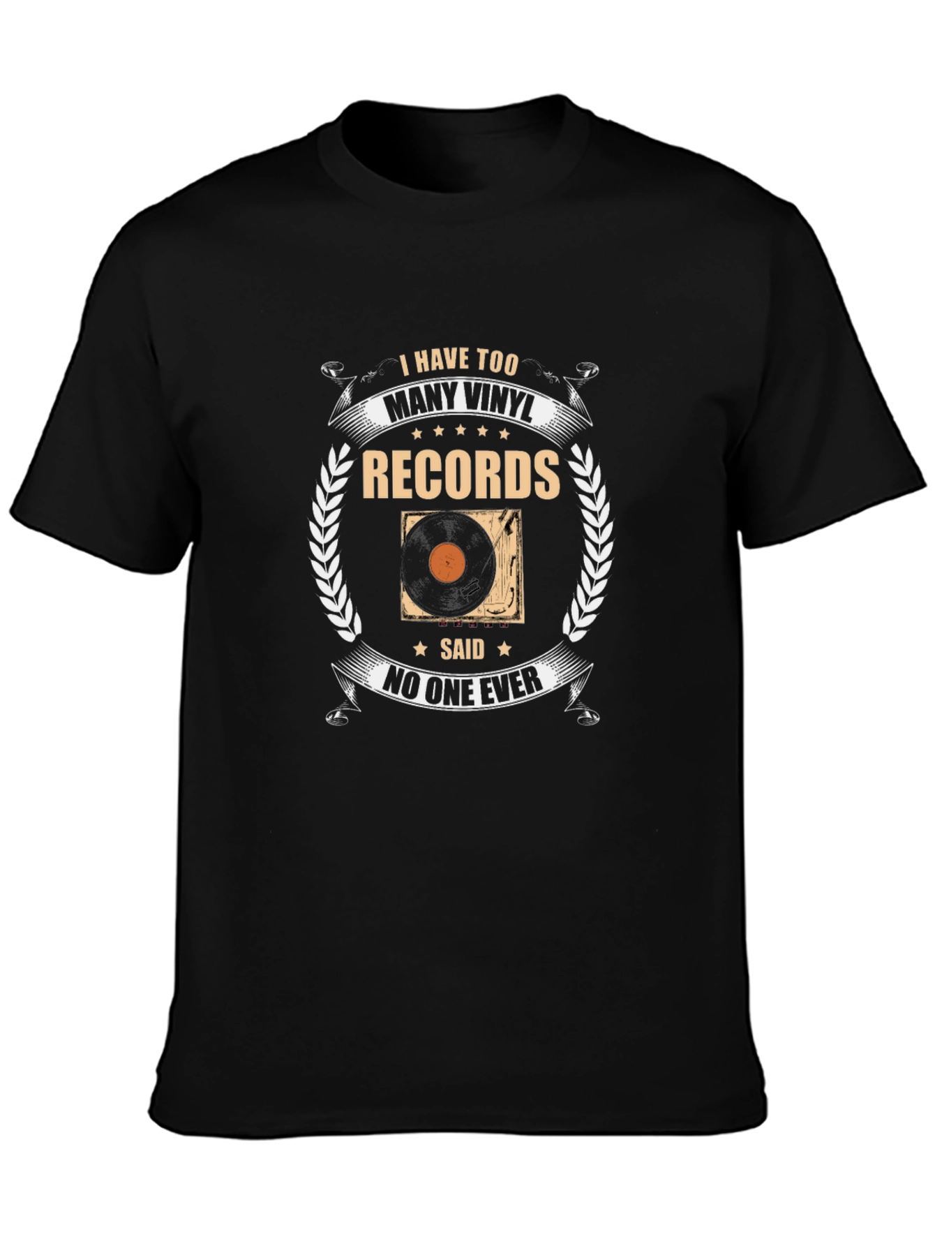 Black Vinyl Record T-Shirt - Too Many Records view 3