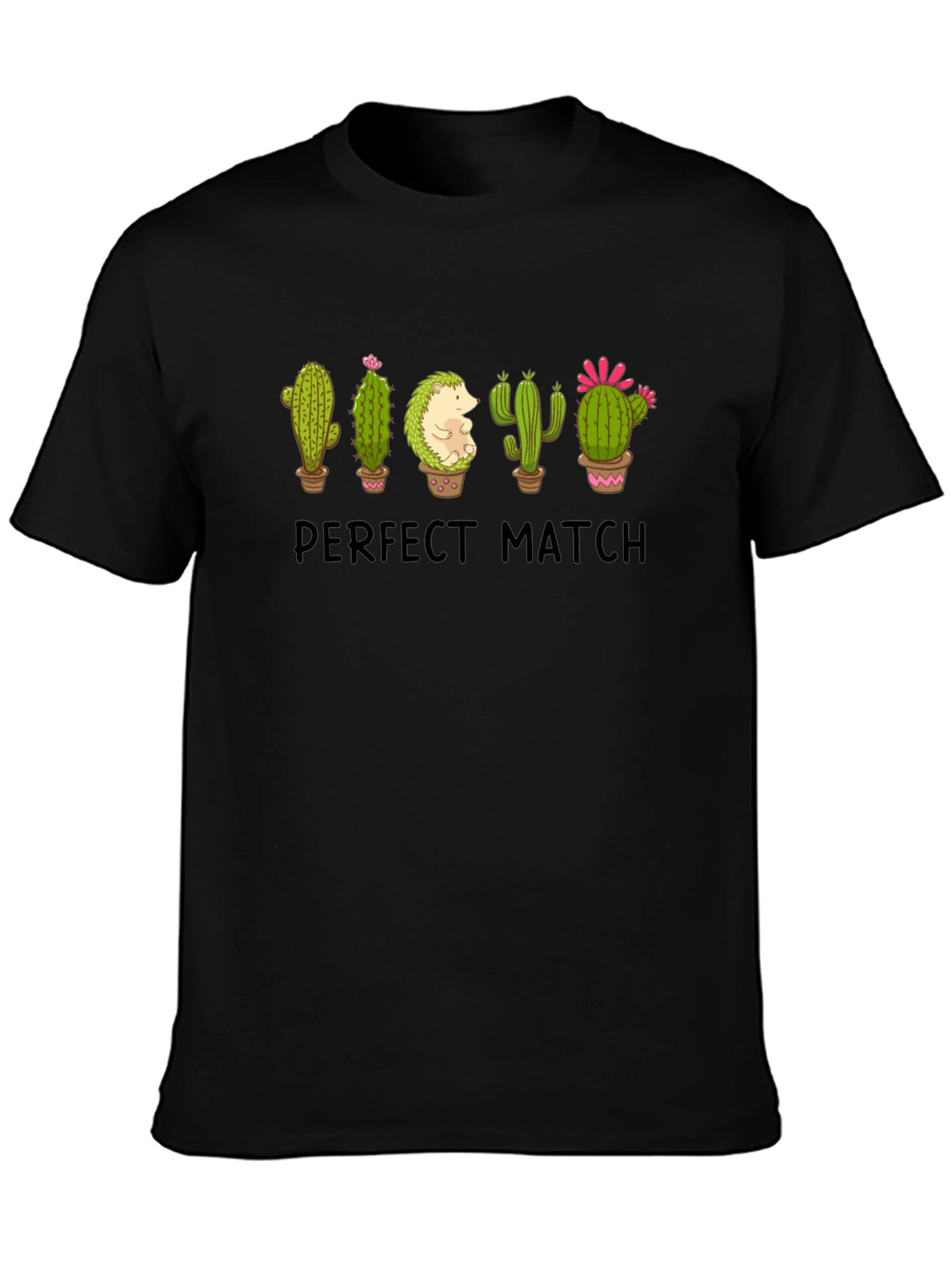 Black Perfect Match Cactus & Hedgehog Graphic Tee view 3