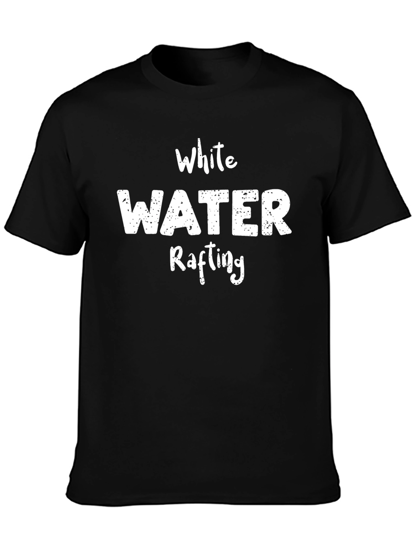 Black White Water Rafting Graphic T-Shirt - Black view 3