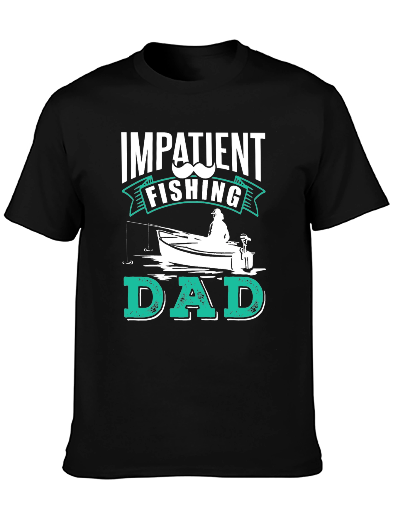 Black Impatient Fishing Dad Black Graphic Tee view 3