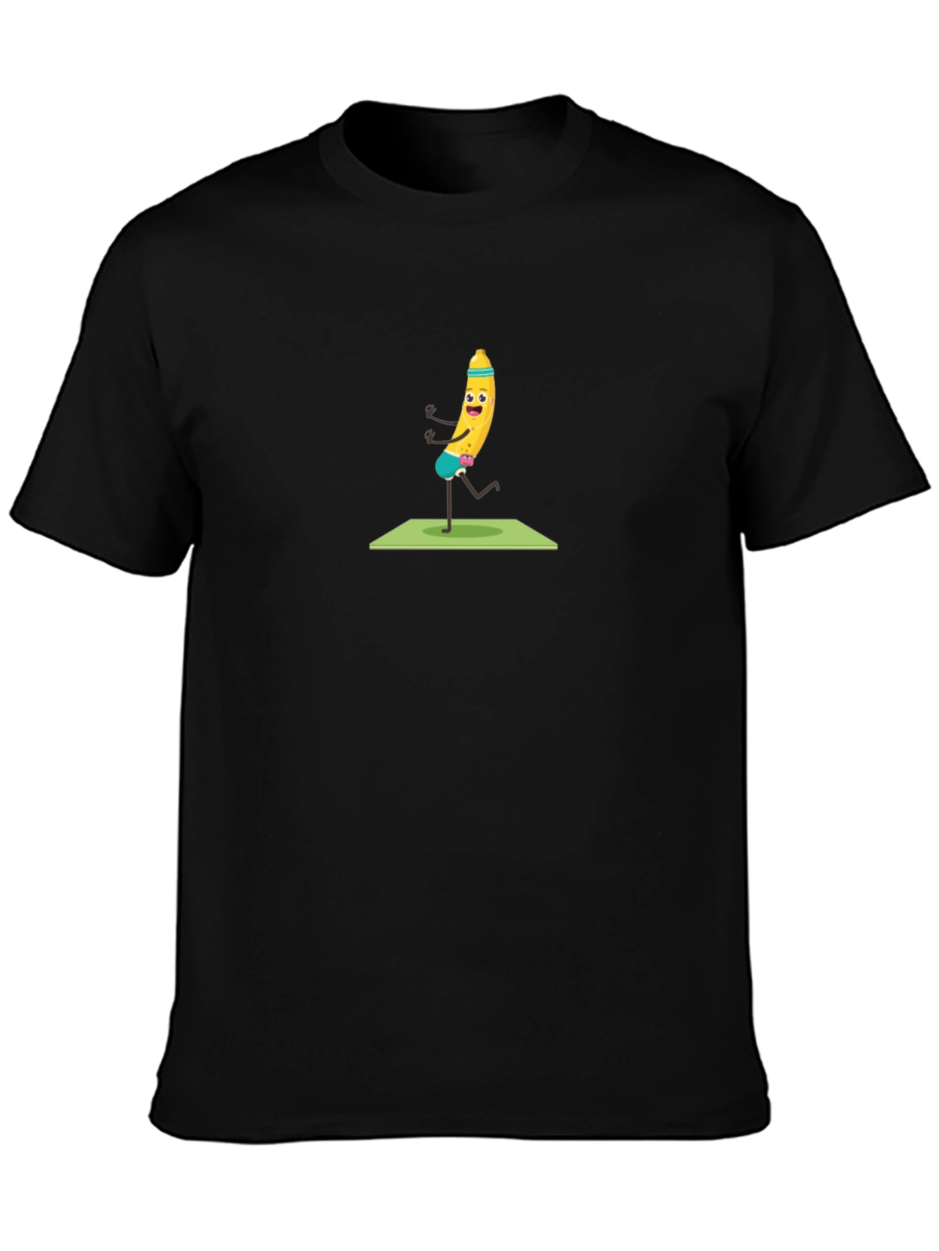 Black Funny Banana Yoga T-Shirt - Black view 3