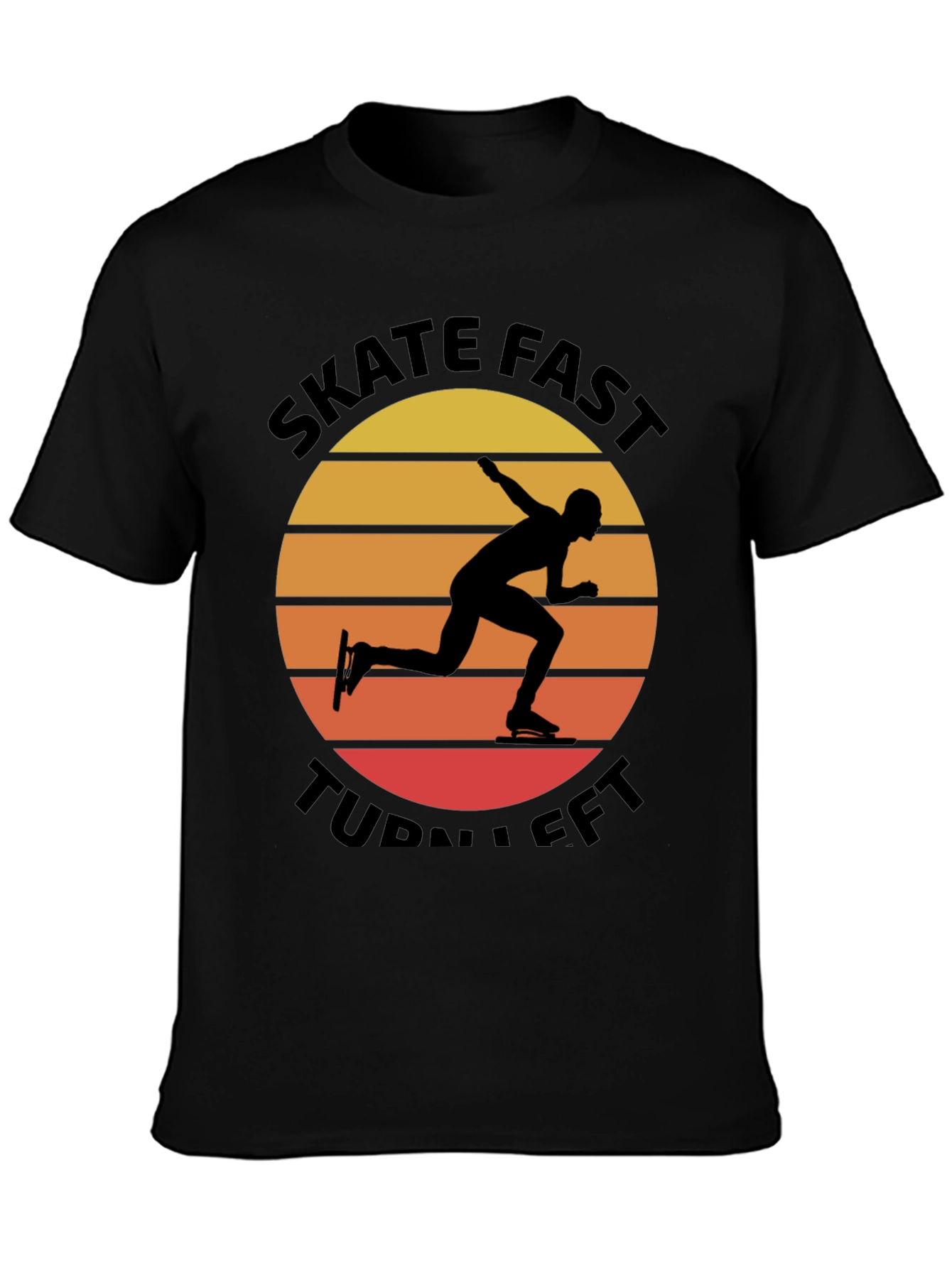 Black Skate Fast Turn Left Black T-Shirt view 3