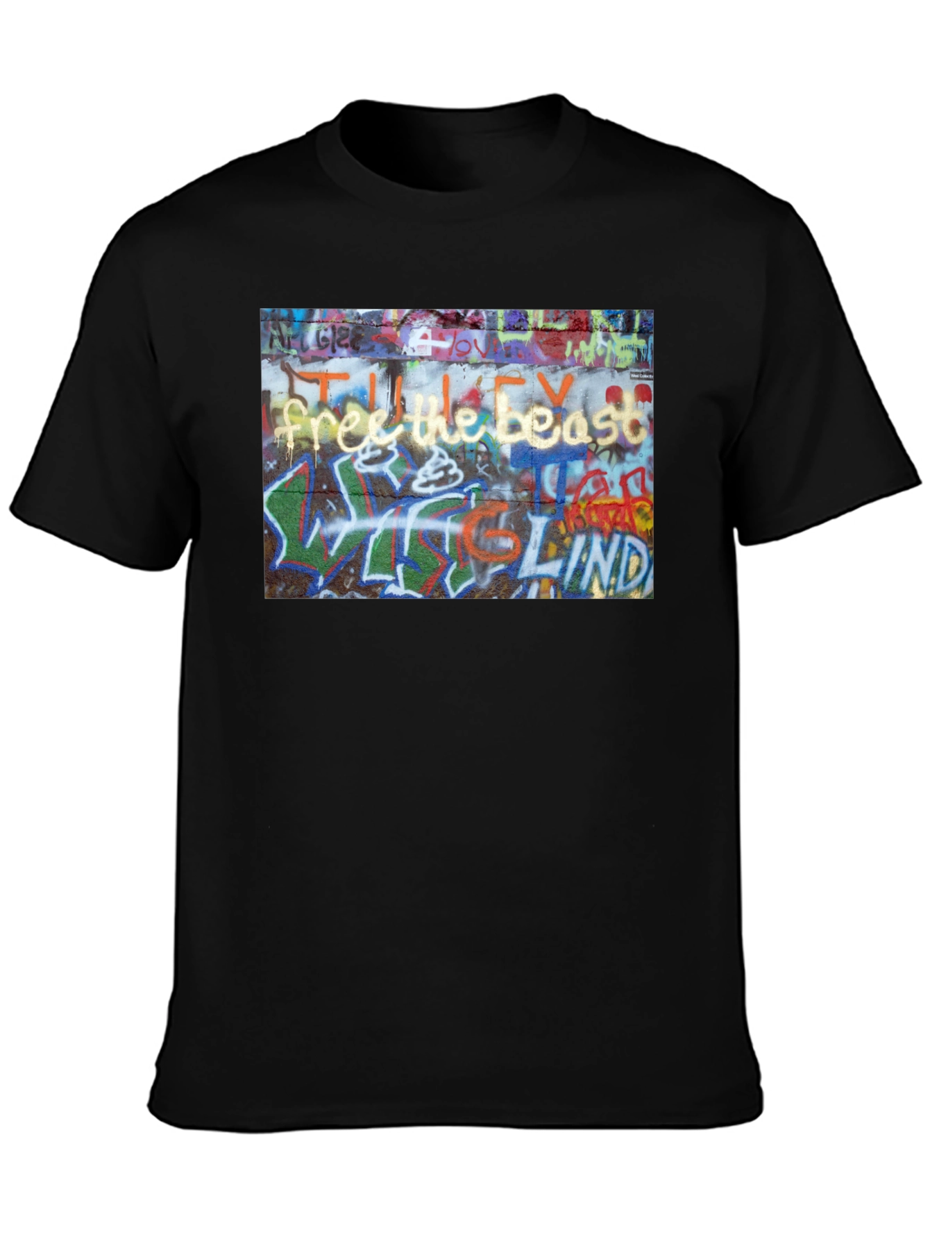 Black Graffiti Art Black T-Shirt view 3