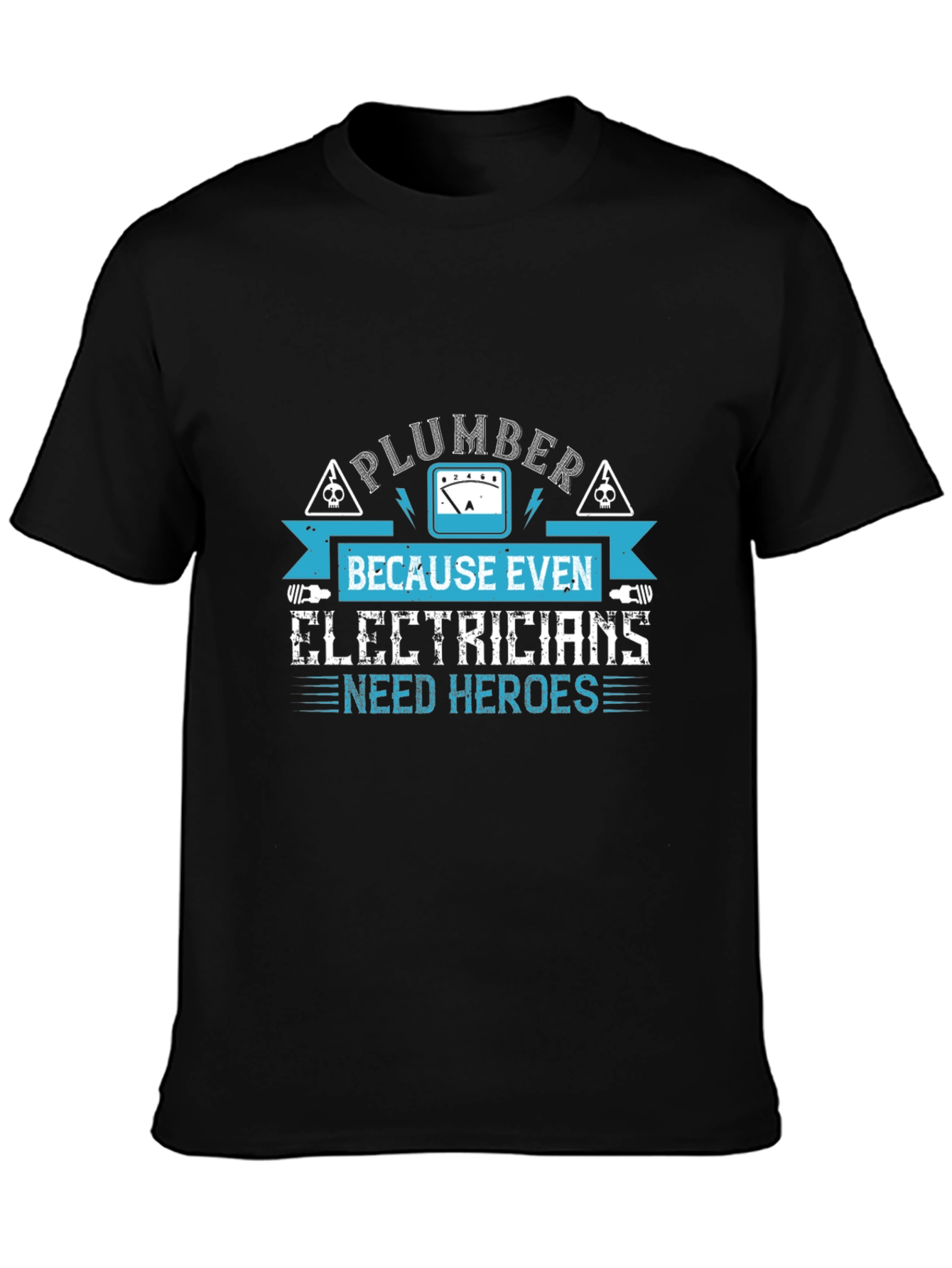 Black Plumber Hero T-Shirt - Funny Electrician Gift view 3