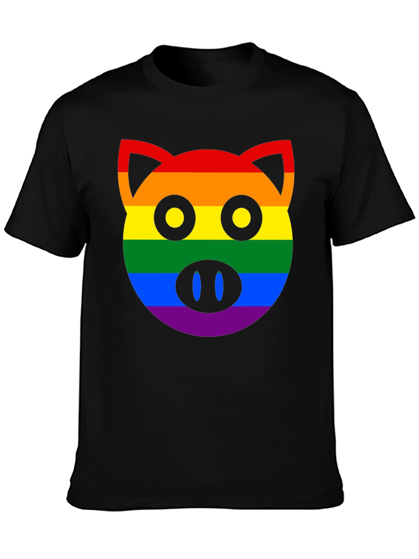 Black Pride Pig Graphic T-Shirt - LGBTQ+ Rainbow Design view 3