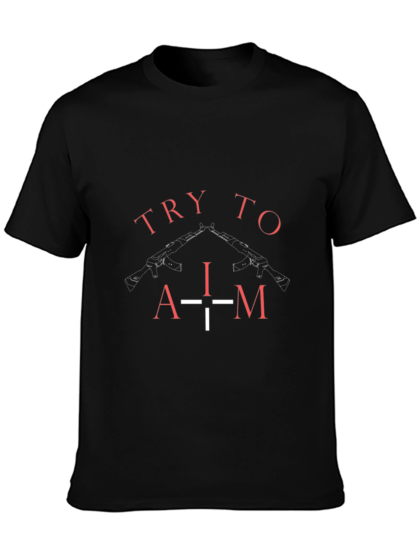 Black Try To Aim Graphic Tee - Black view 3