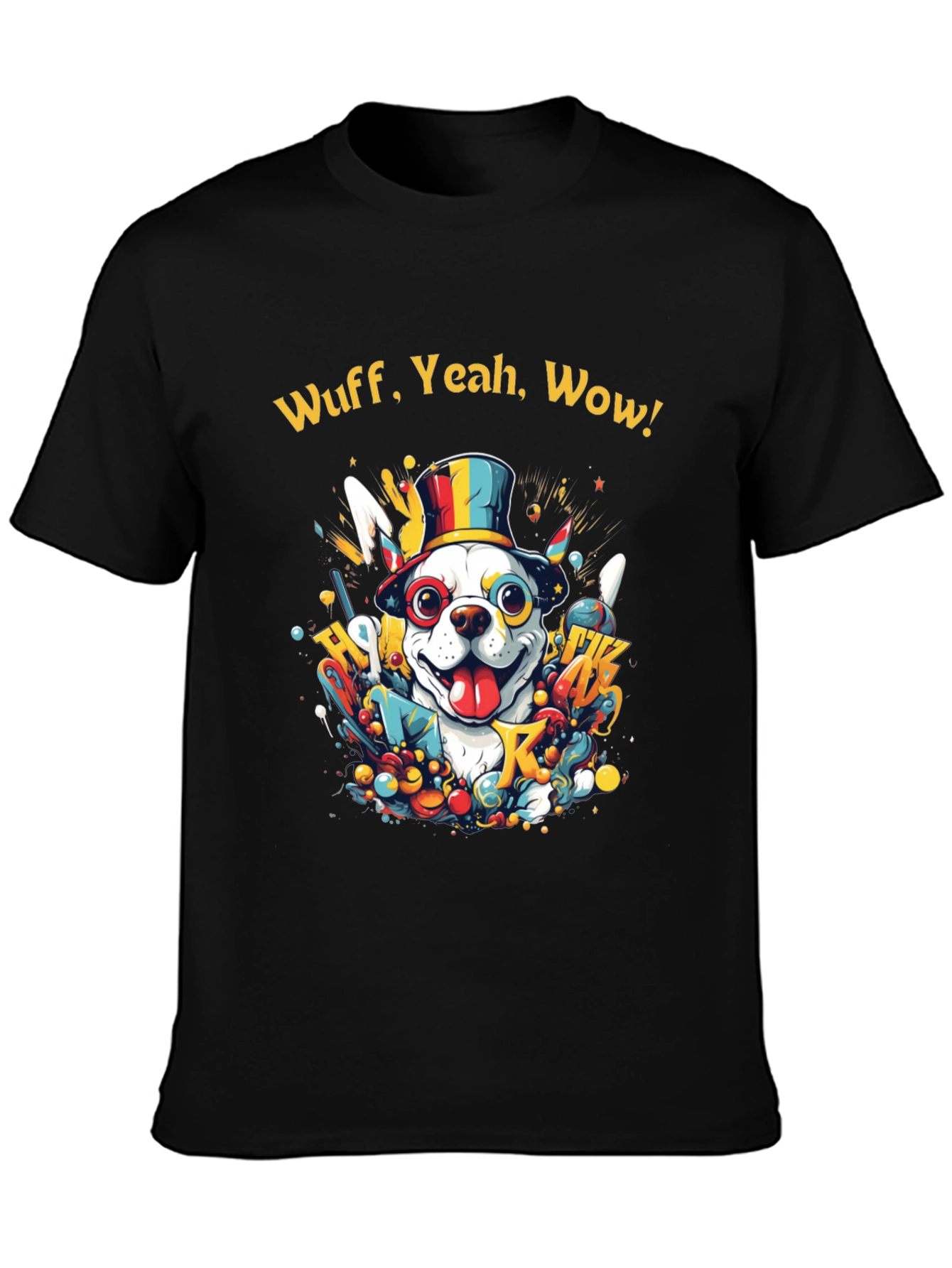 Black Wuff, Yeah, Wow Dog Graphic Tee view 3