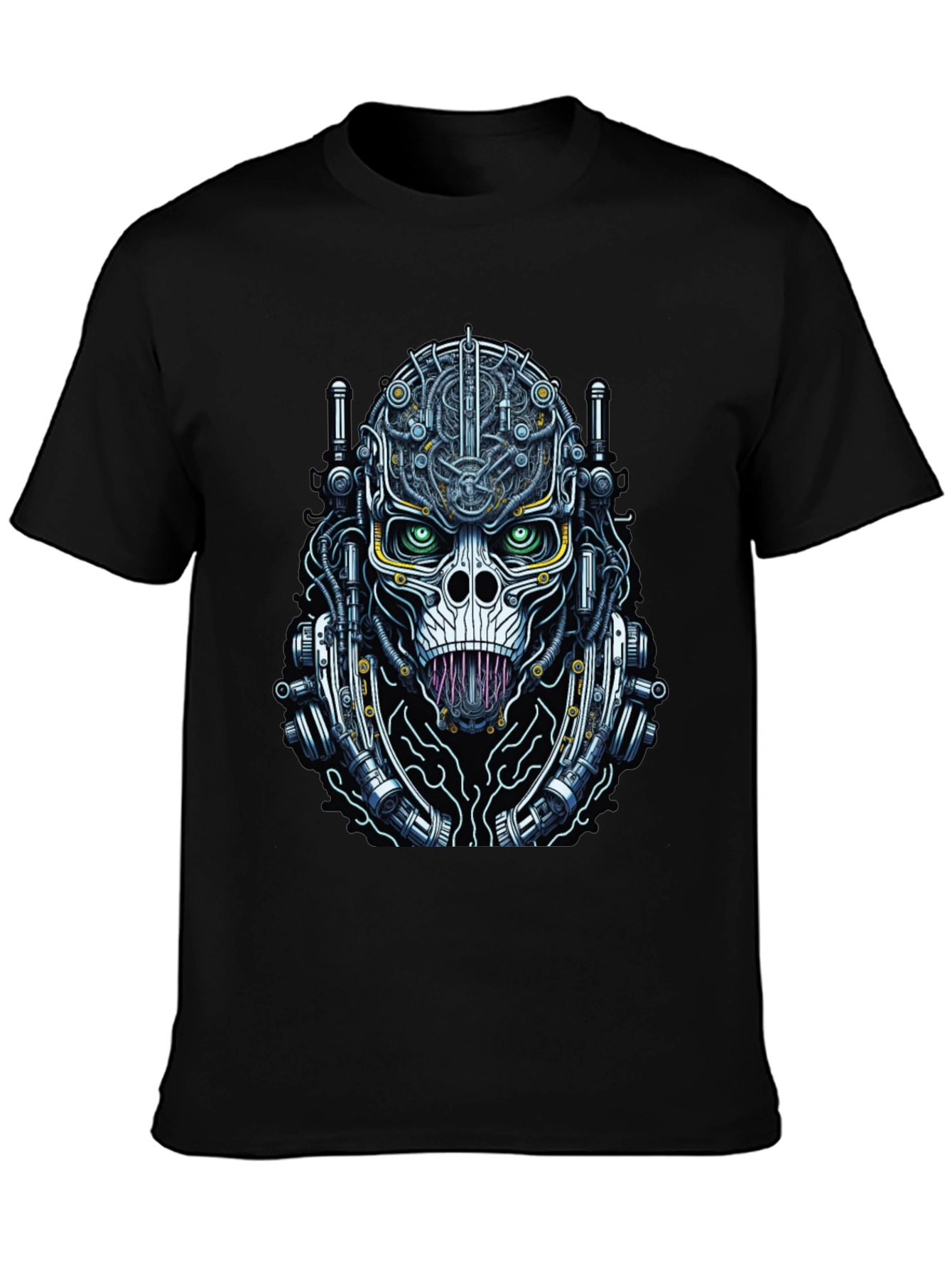 Black Cyberpunk Skull T-Shirt - Unique Graphic Tee view 3