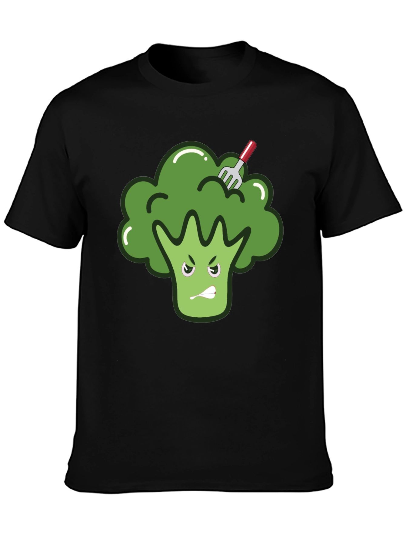 Black Funny Broccoli T-Shirt - Vegetarian Vegan Tee view 3