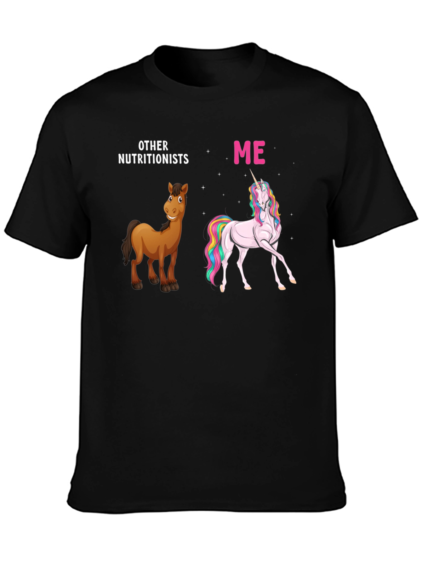 Black Nutritionist Horse & Unicorn T-Shirt view 3