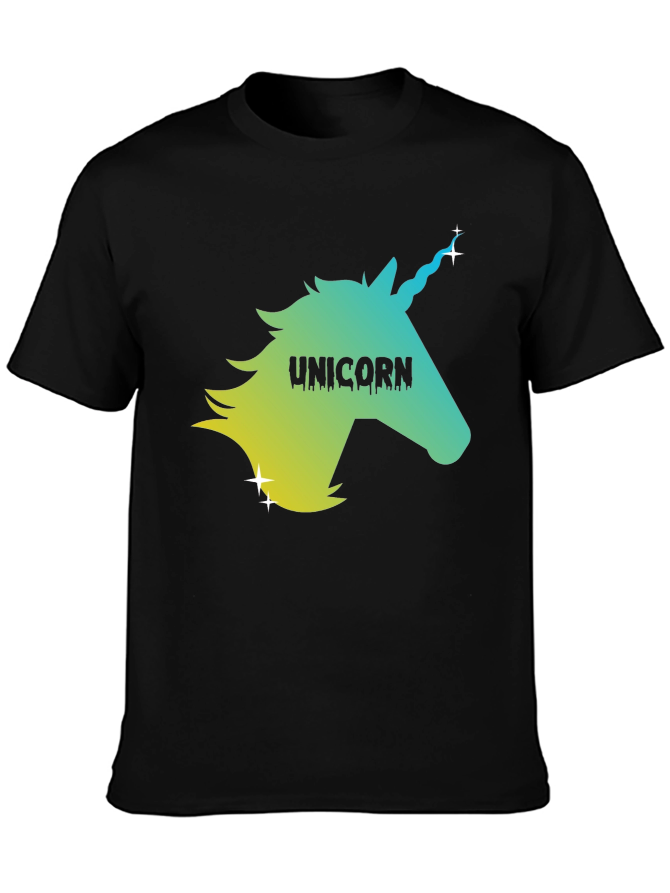 Black Unicorn Graphic Black Tee - Men's Short Sleeve T-Shirt view 3