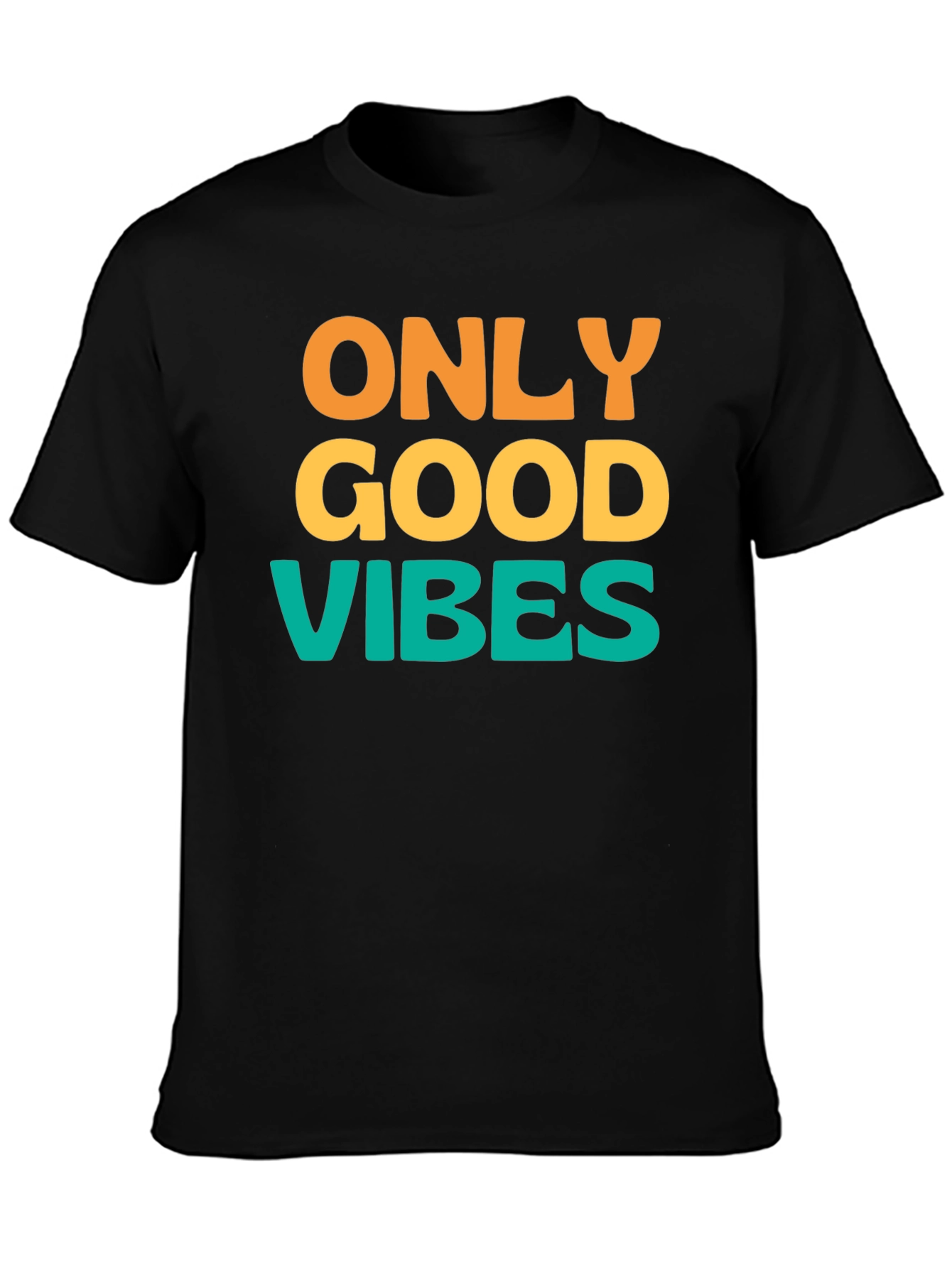 Black Only Good Vibes T-Shirt - Positive Message Tee view 3