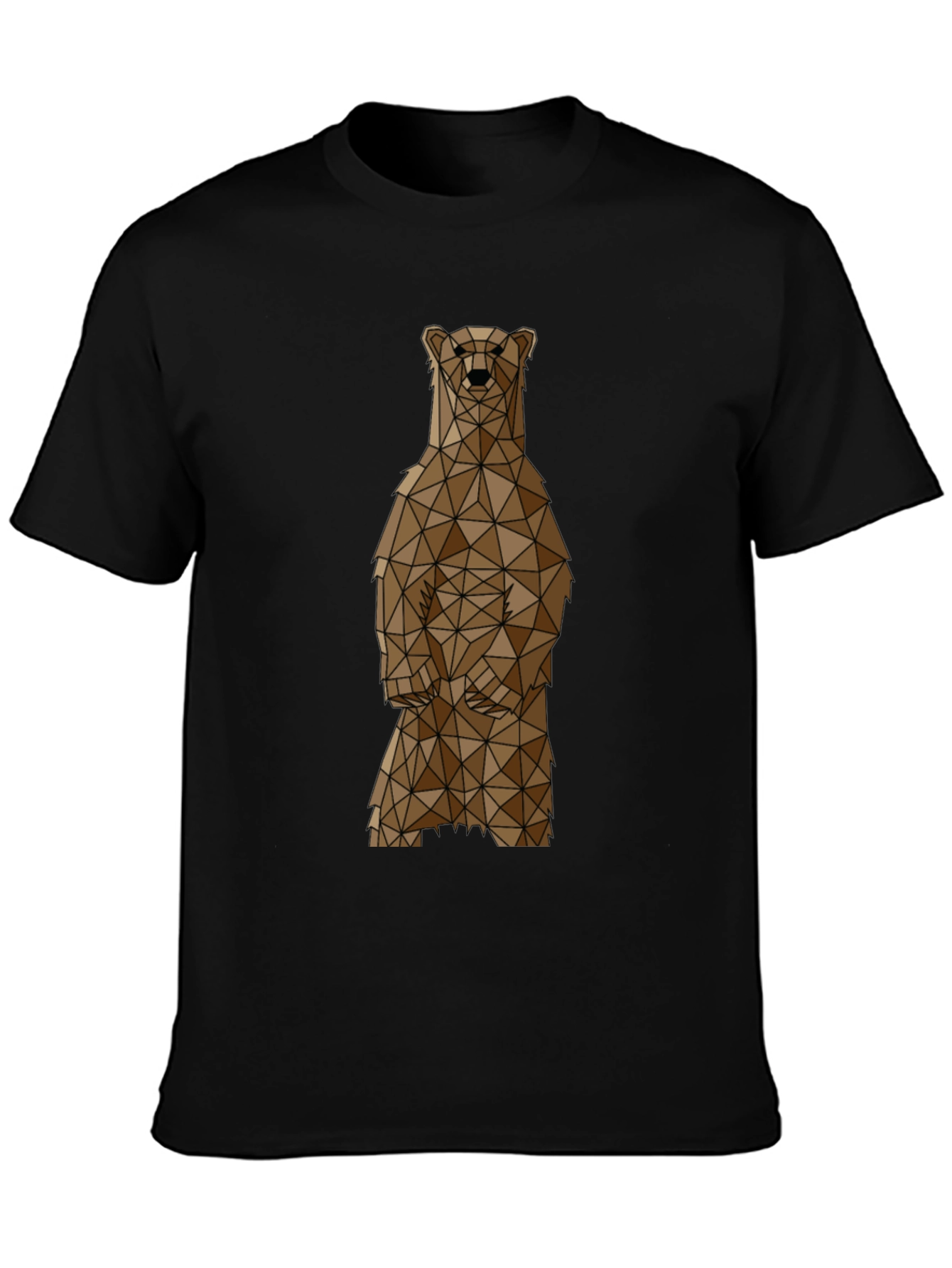 Black Geometric Bear Graphic Tee - Black view 3