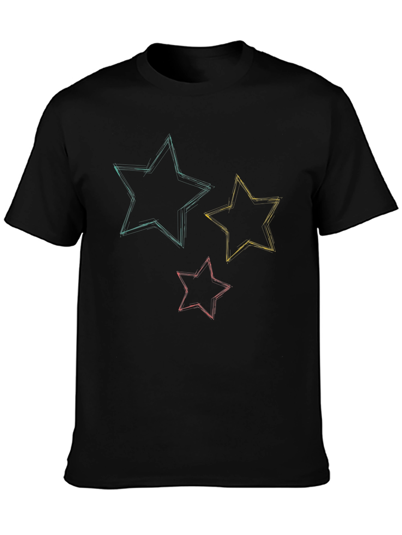 Black Starry Sketch Tee - Stylish Graphic T-Shirt view 3