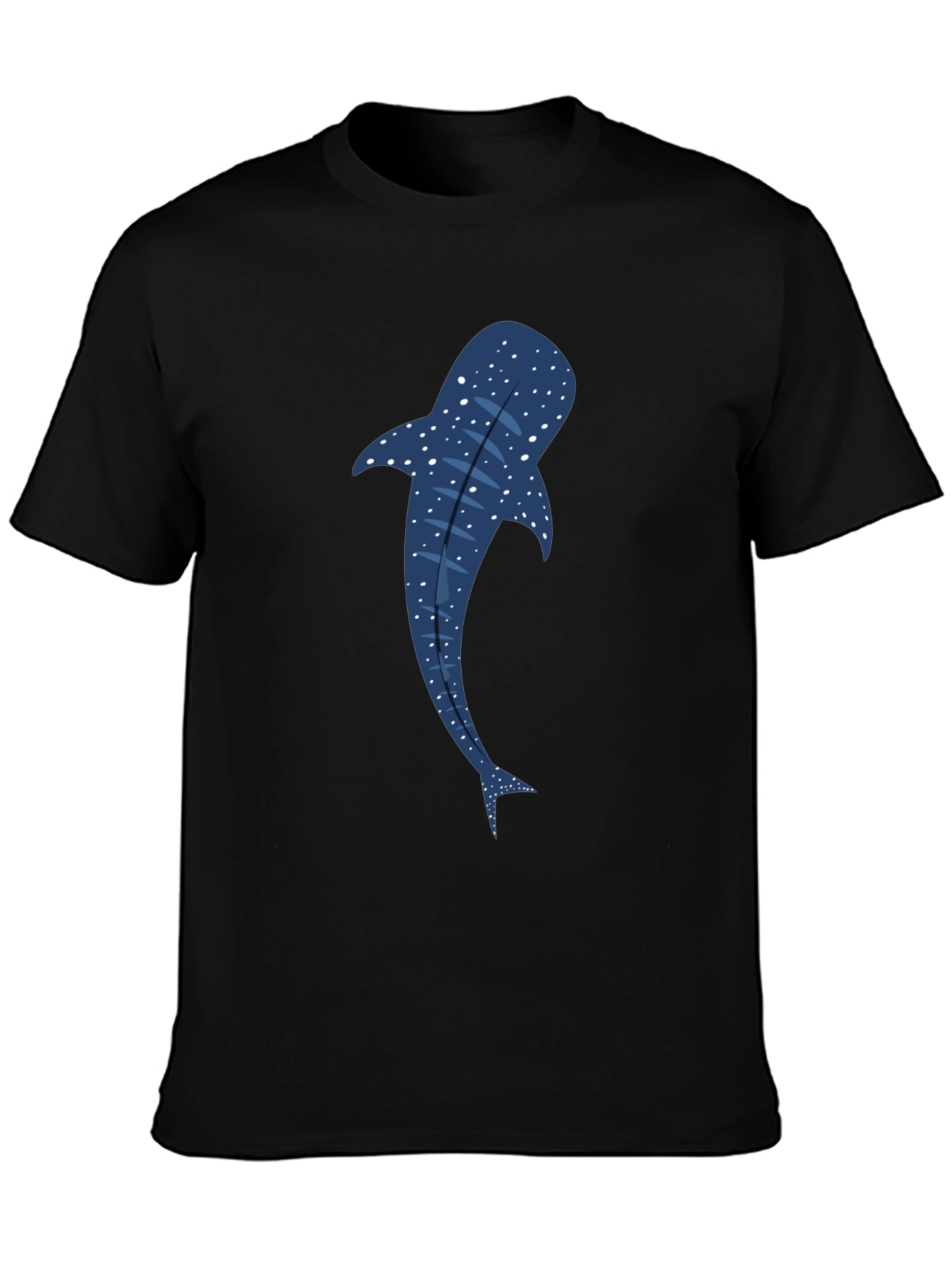 Black Whale Shark Graphic Tee - Black Cotton T-Shirt view 3