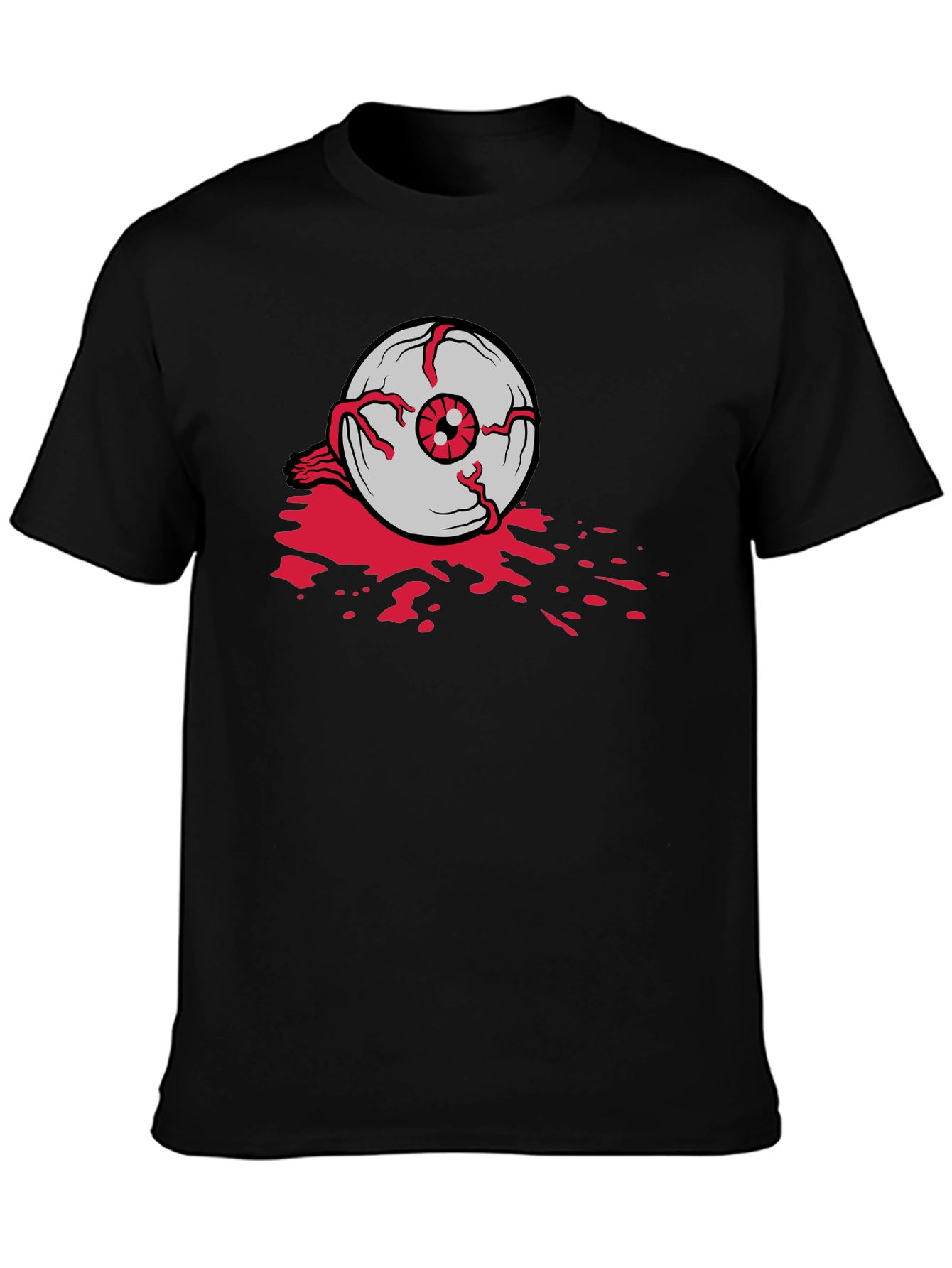 Black Bloody Eyeball Graphic Tee - Black Cotton Casual Shirt view 3