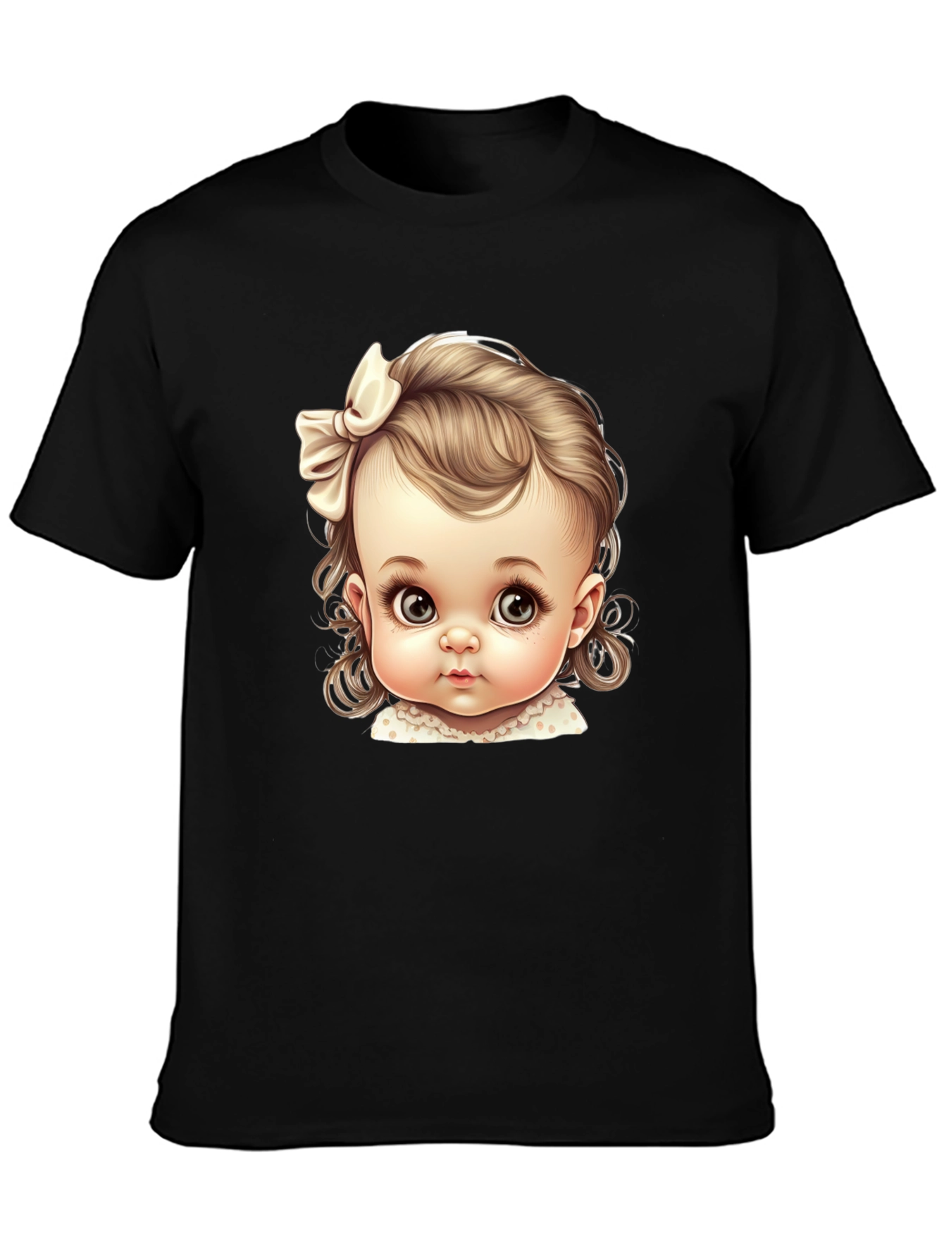 Black Baby Doll Graphic Tee - Cute & Stylish Black T-Shirt view 3