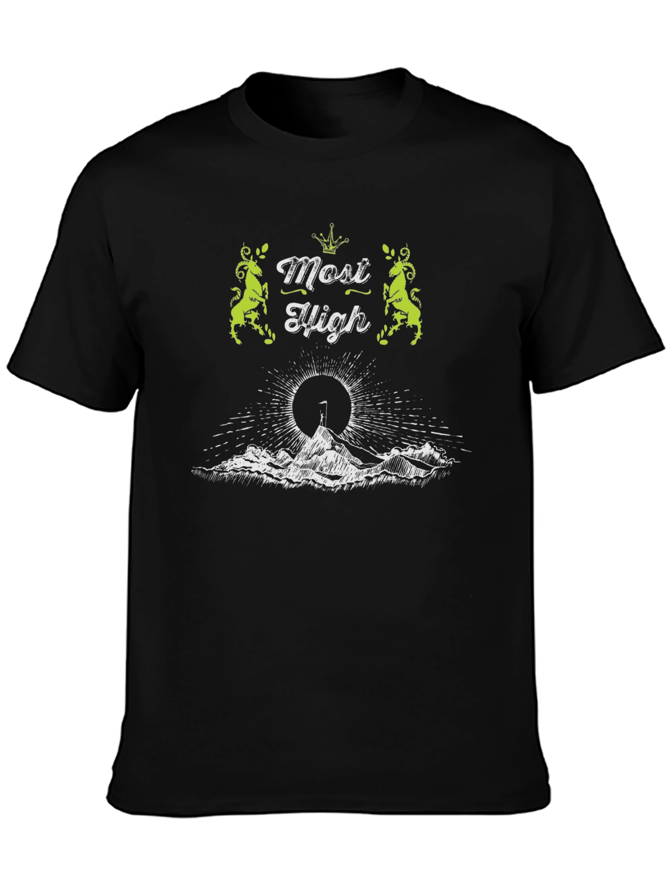 Black Most High Graphic T-Shirt Black Crew Neck view 3